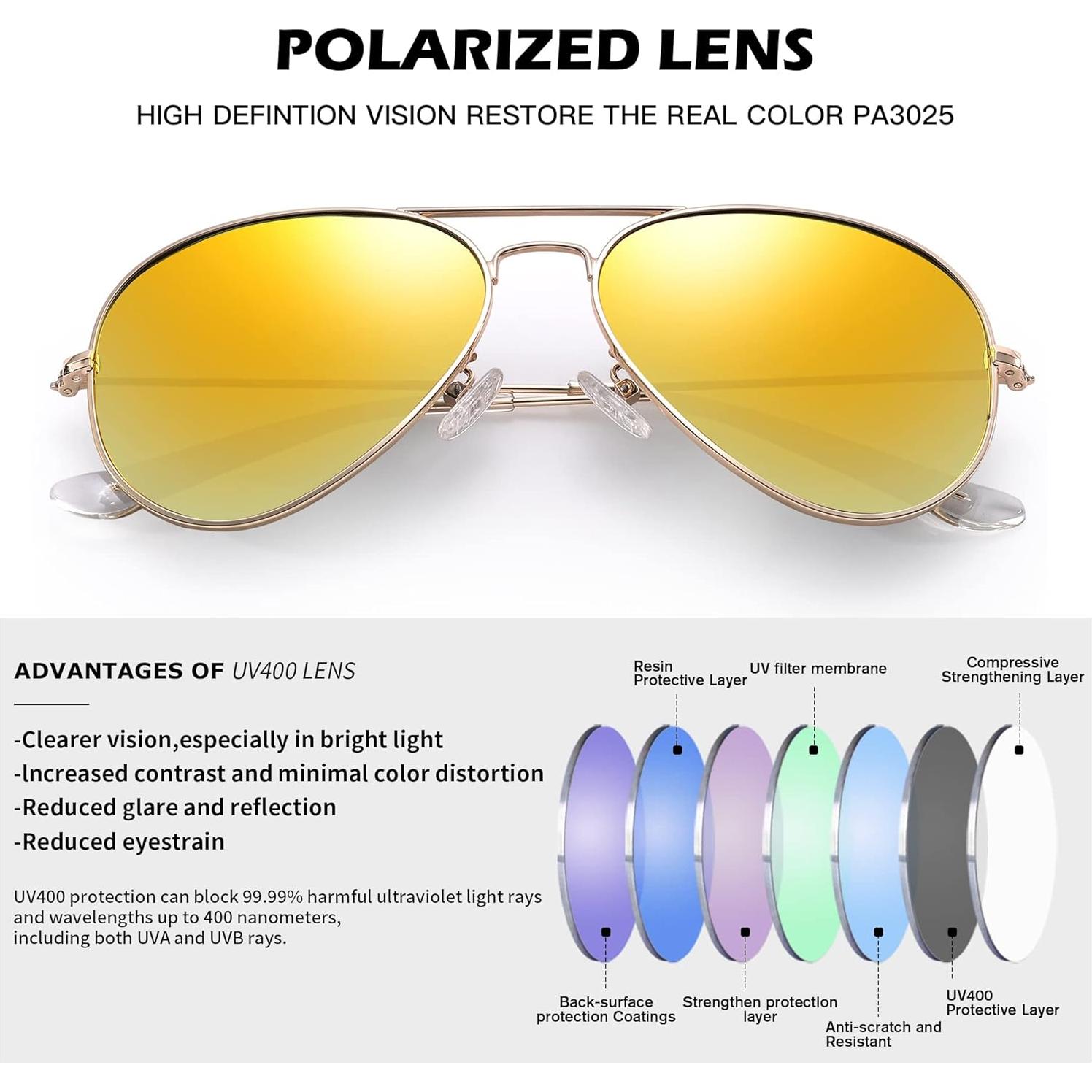 Gafas de sol Aviador Pro Acme UV400 Marco dorado Lente espejo rojo