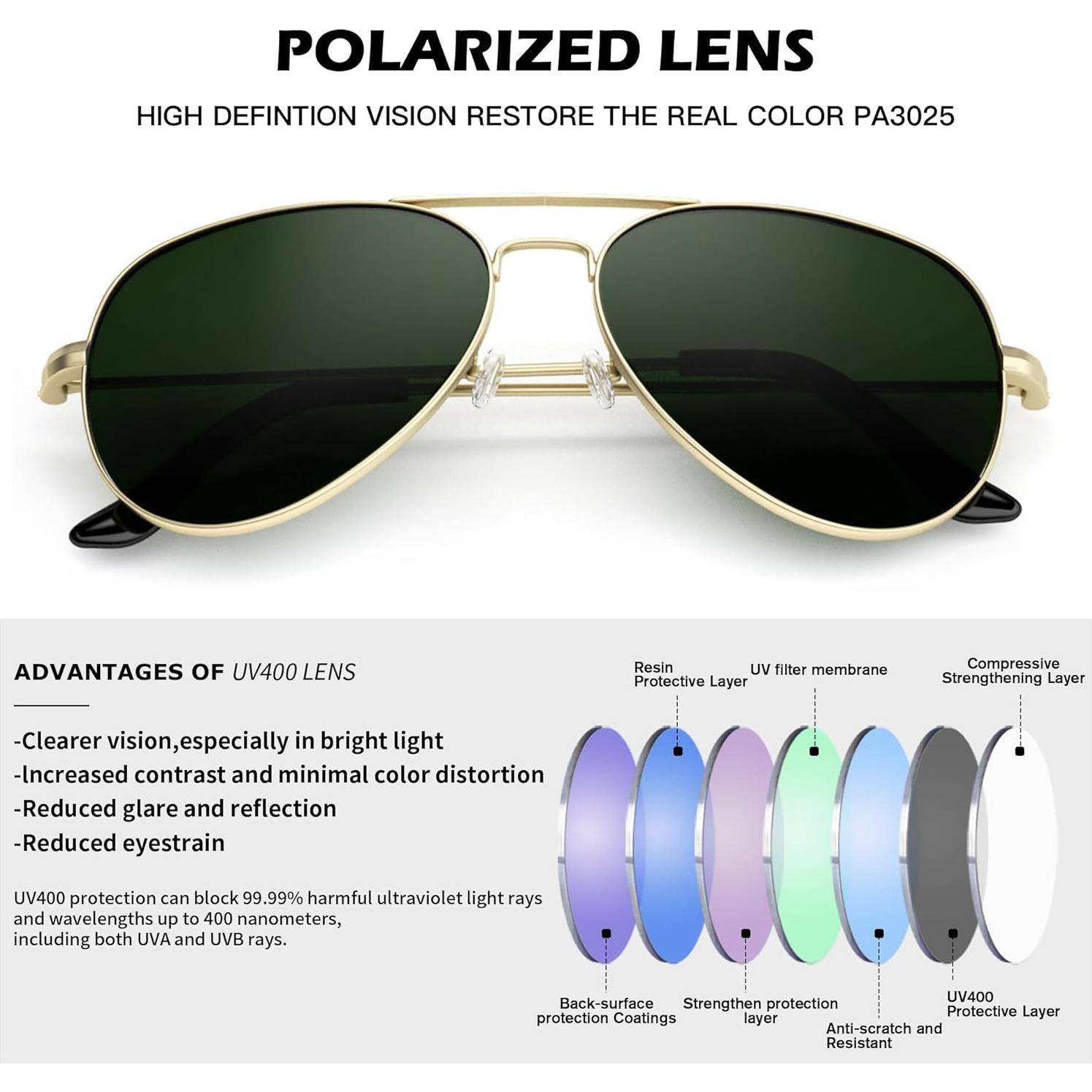 Gafas de sol Pro Acme Aviador UV400 para hombres y mujeres