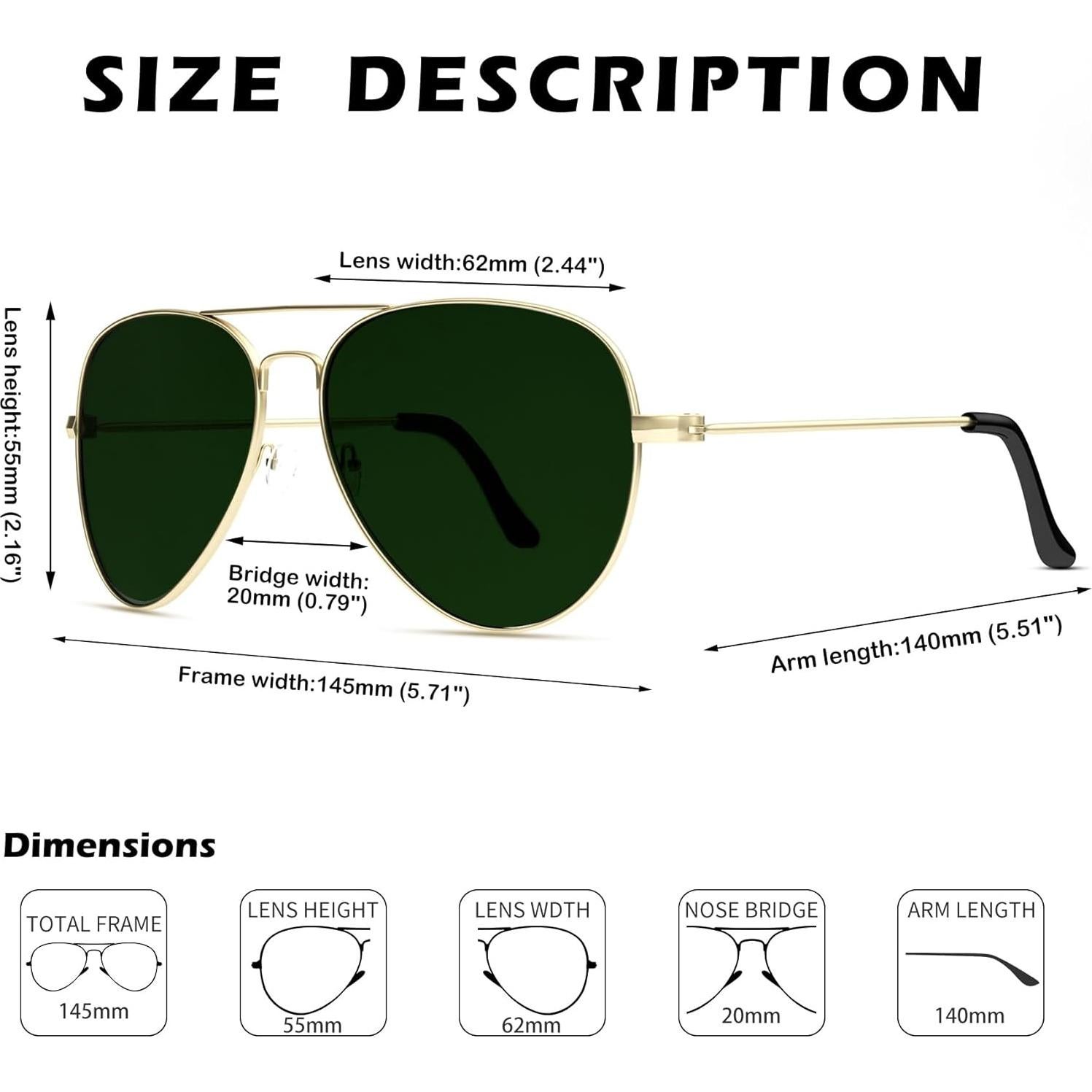 Gafas de sol Pro Acme Aviador UV400 para hombres y mujeres