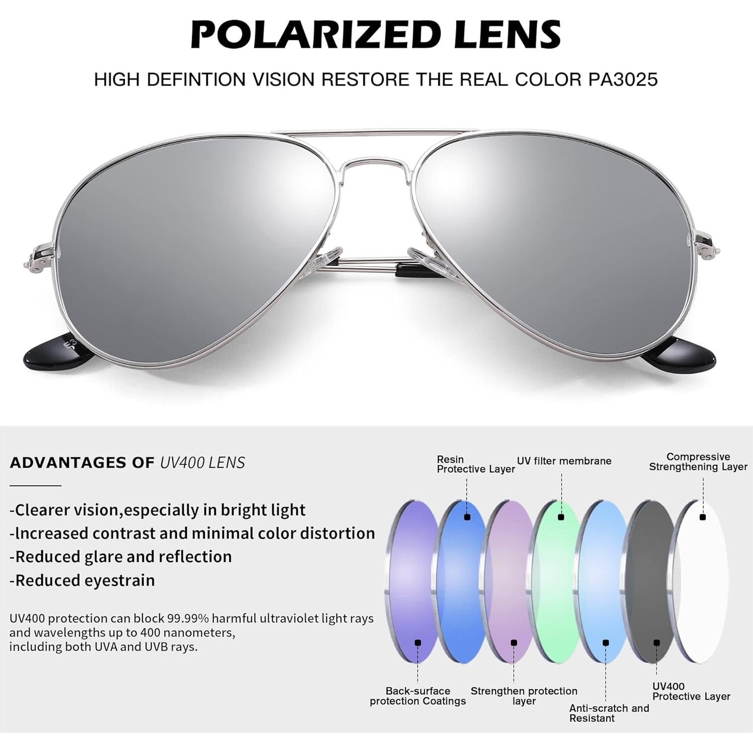 Gafas de sol Pro Acme Aviador UV400 para hombres y mujeres