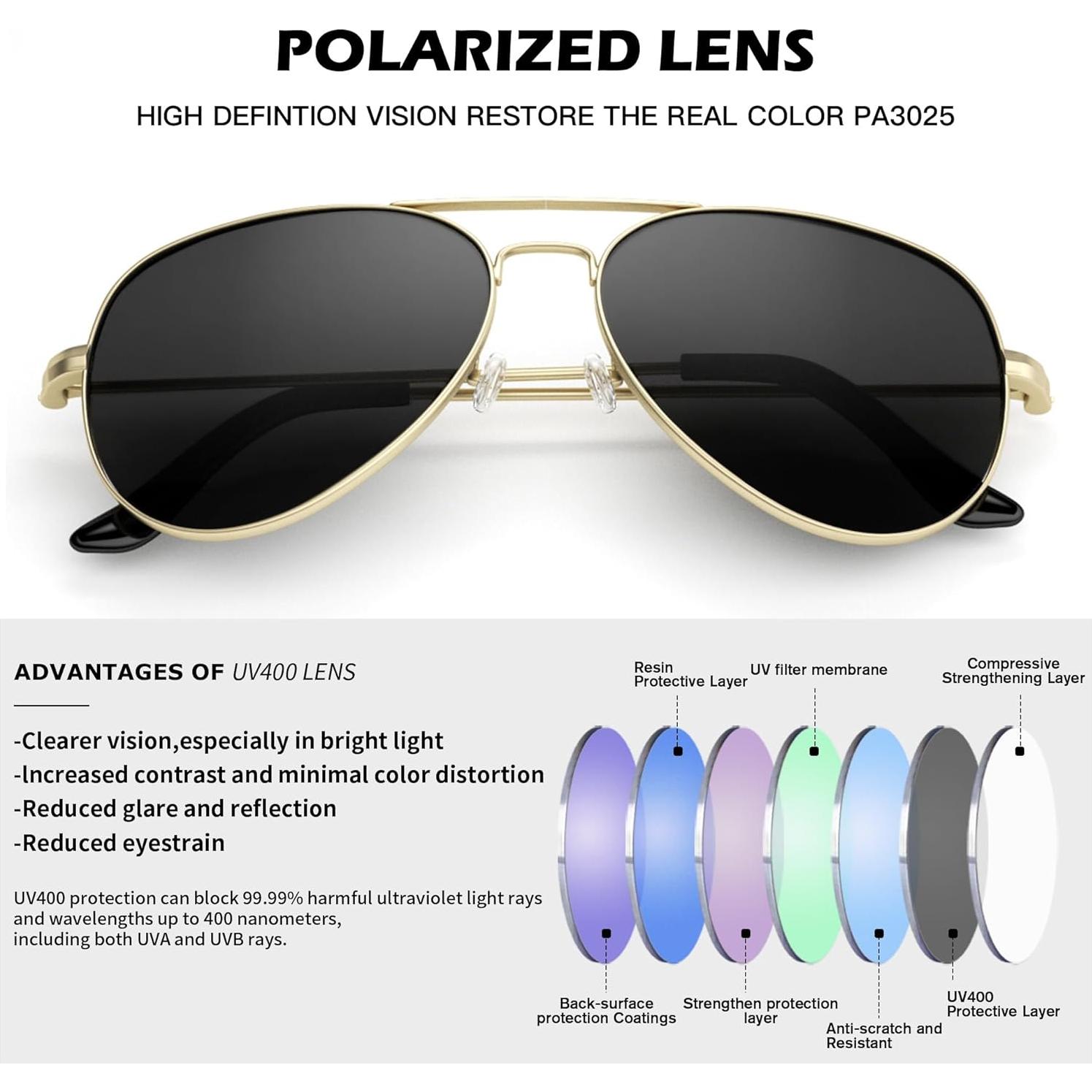 Gafas de sol Pro Acme Aviador UV400 para hombres y mujeres