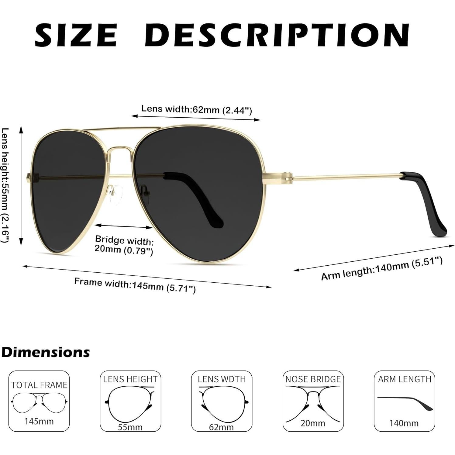 Gafas de sol Pro Acme Aviador UV400 para hombres y mujeres