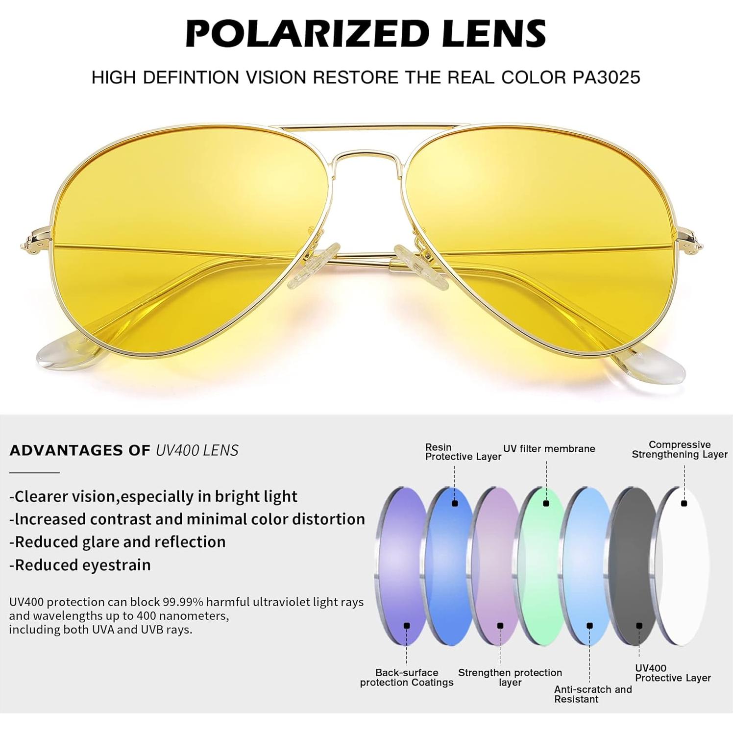 Gafas de sol Pro Acme Aviador UV400 para hombres y mujeres