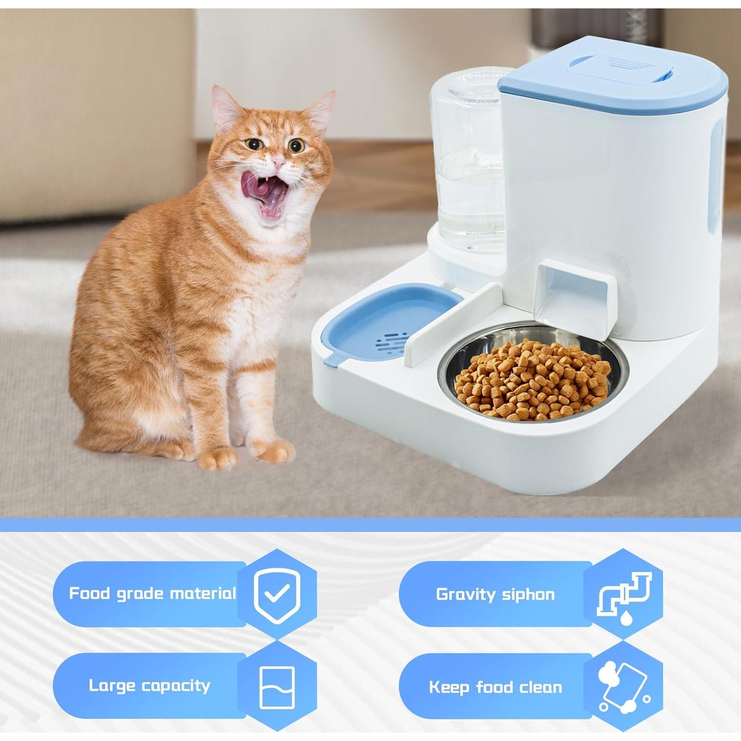 Dispensador Automático de Comida y Agua MUYG 2 en 1 Azul