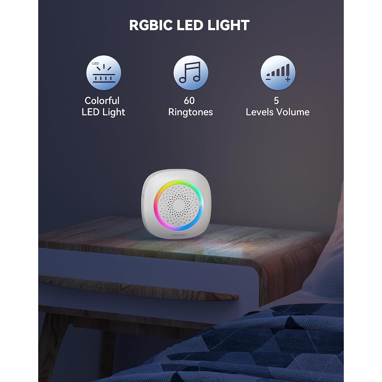 Timbre Inalámbrico TECKNET 396m IP66 60 Melodías Blanco