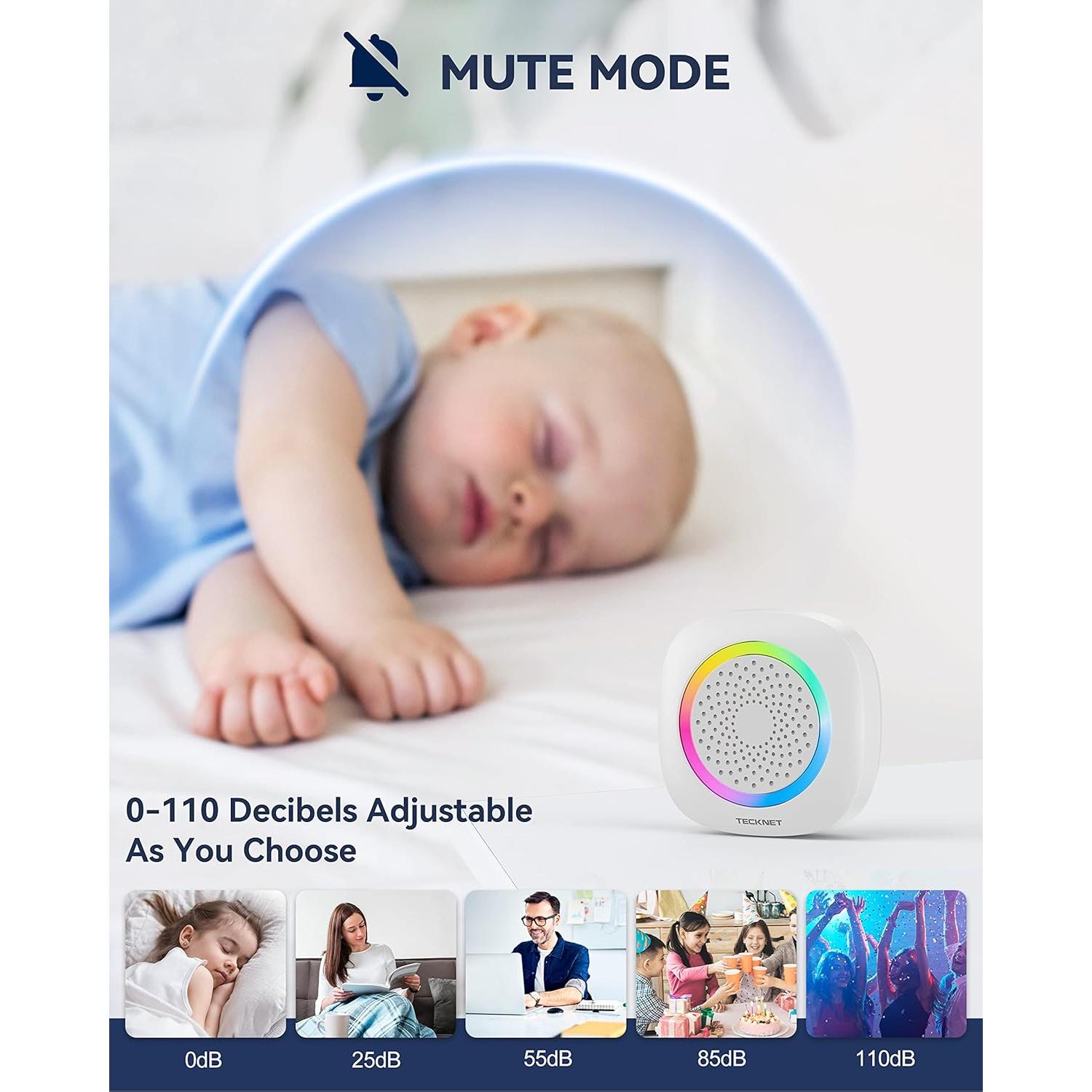 Timbre Inalámbrico TECKNET 396m IP66 60 Melodías Blanco