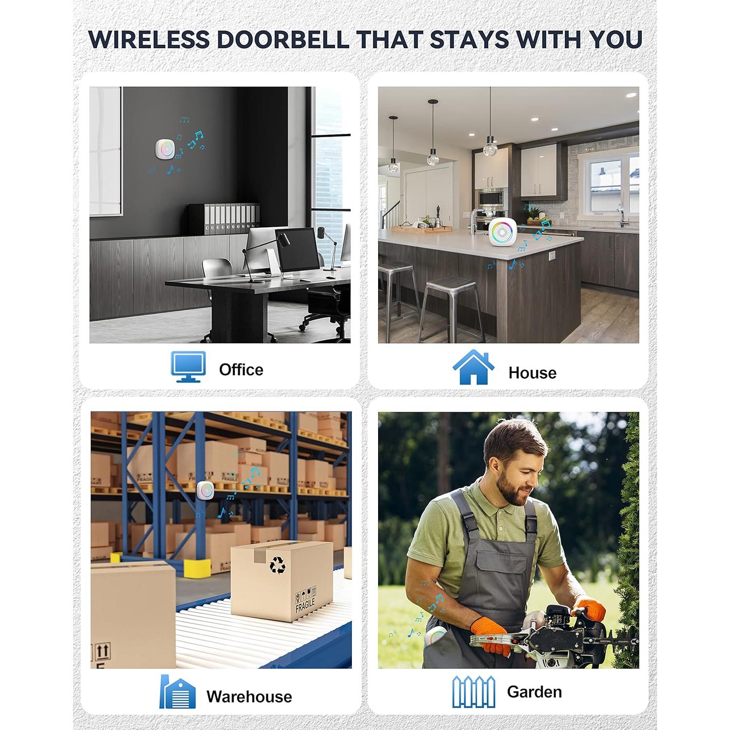 Timbre Inalámbrico TECKNET 396m IP66 60 Melodías Blanco