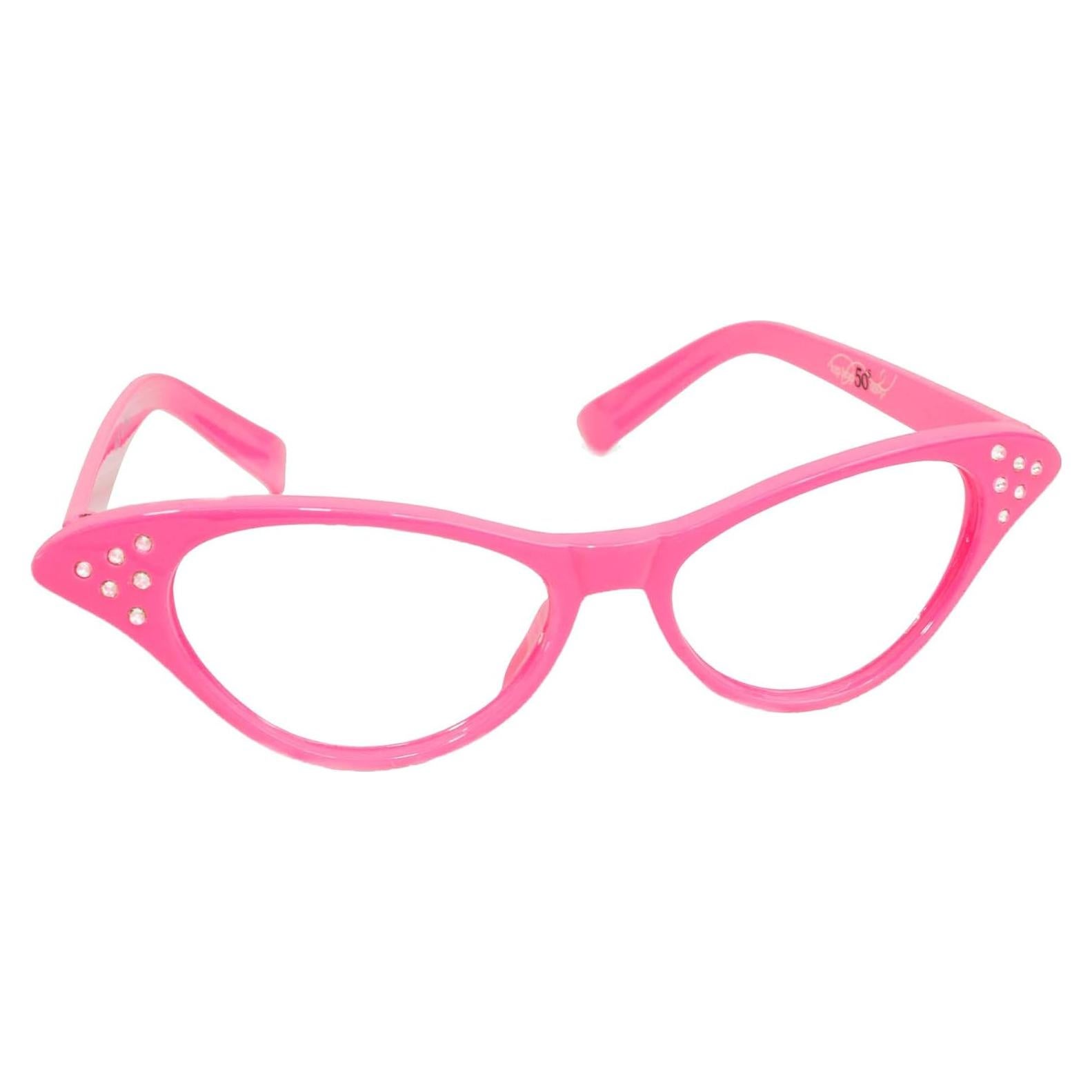 Gafas de Ojo de Gato Hip Hop 50's Rosa Fucsia con Rhinestones