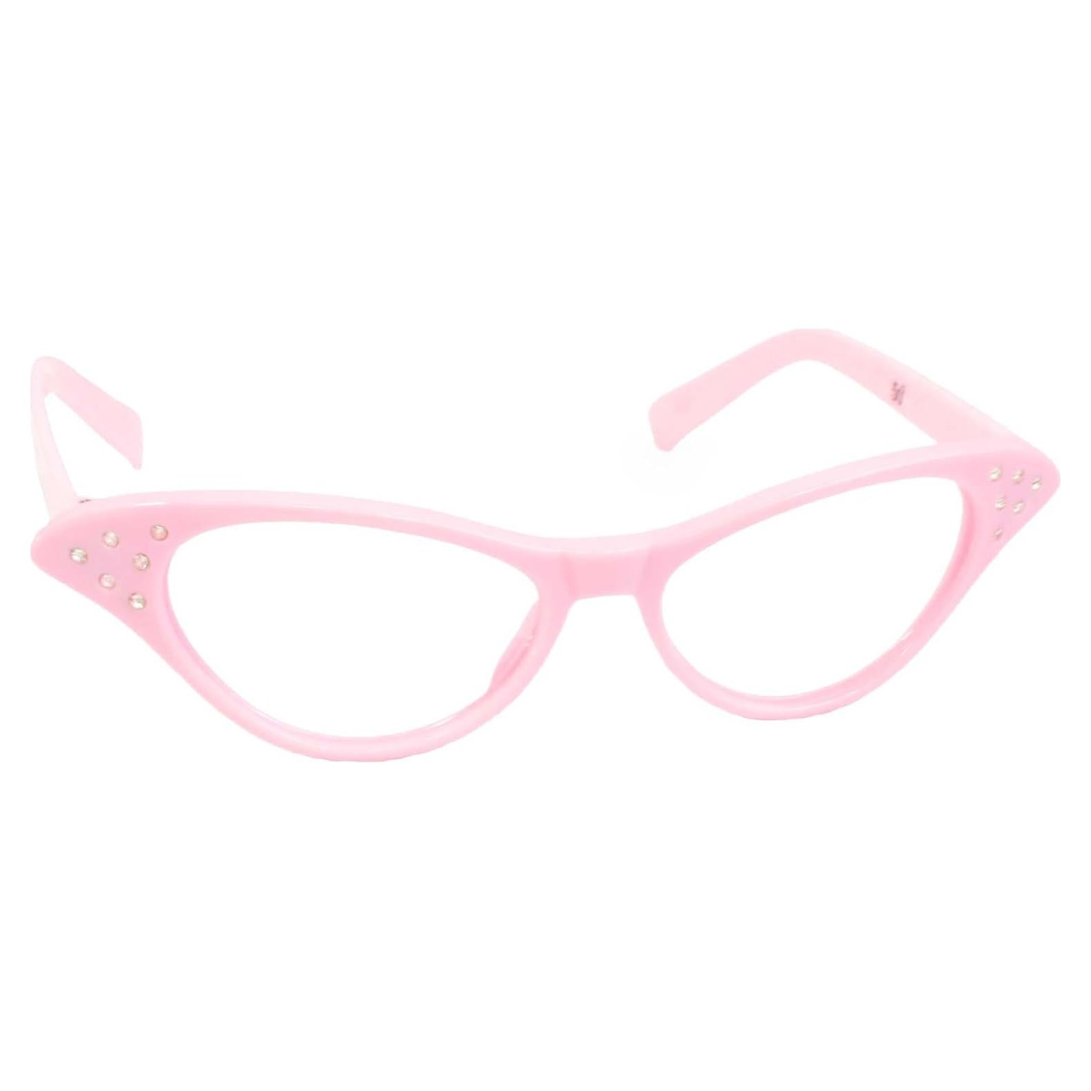 Gafas de Ojo de Gato Hip Hop 50's con Rhinestones Rosa