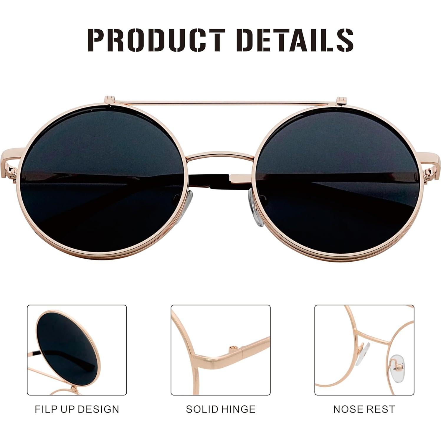 Gafas de Sol Retro J&L Steampunk Flip-Up UV 100%