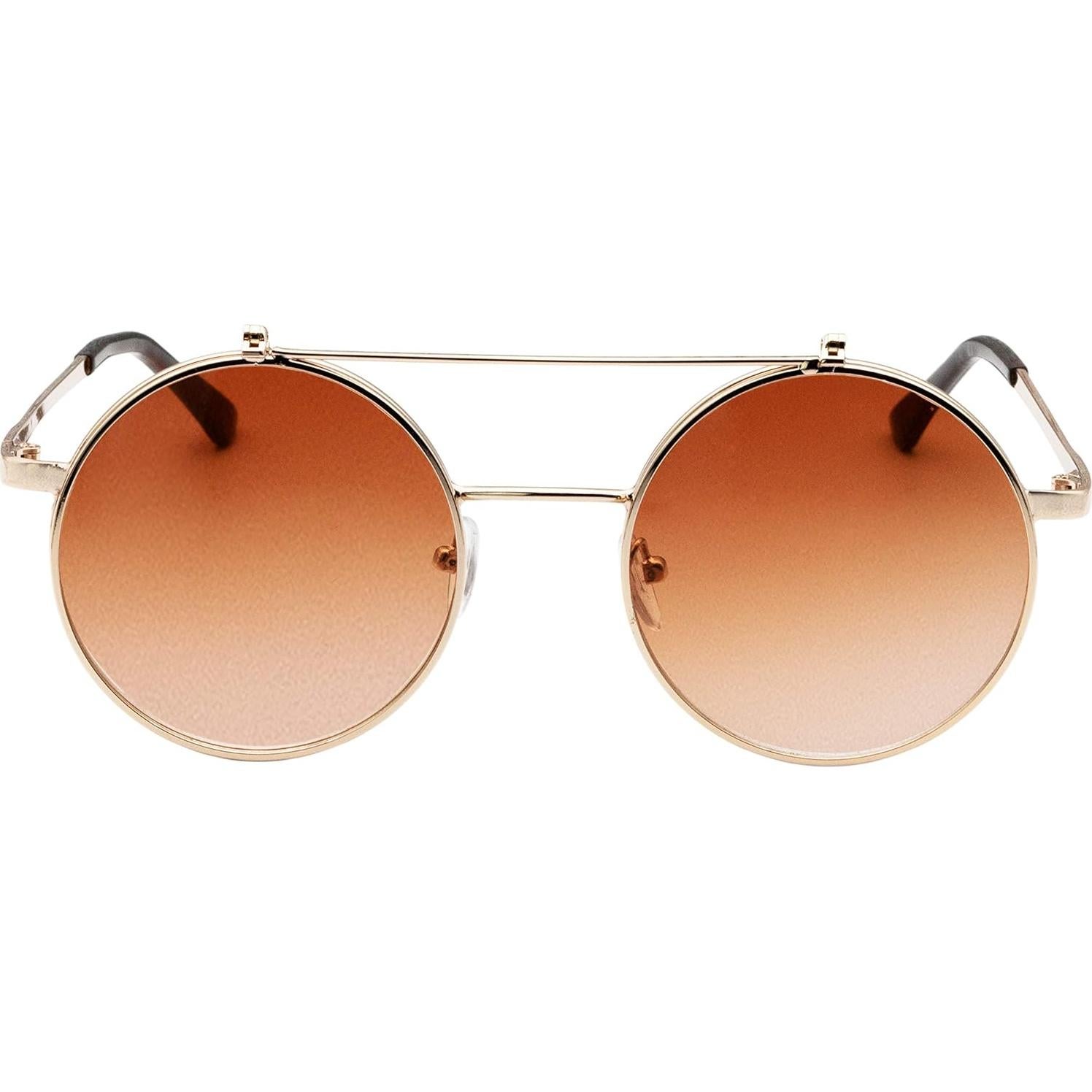 Gafas de Sol Retro J&L Steampunk Flip-Up Doradas