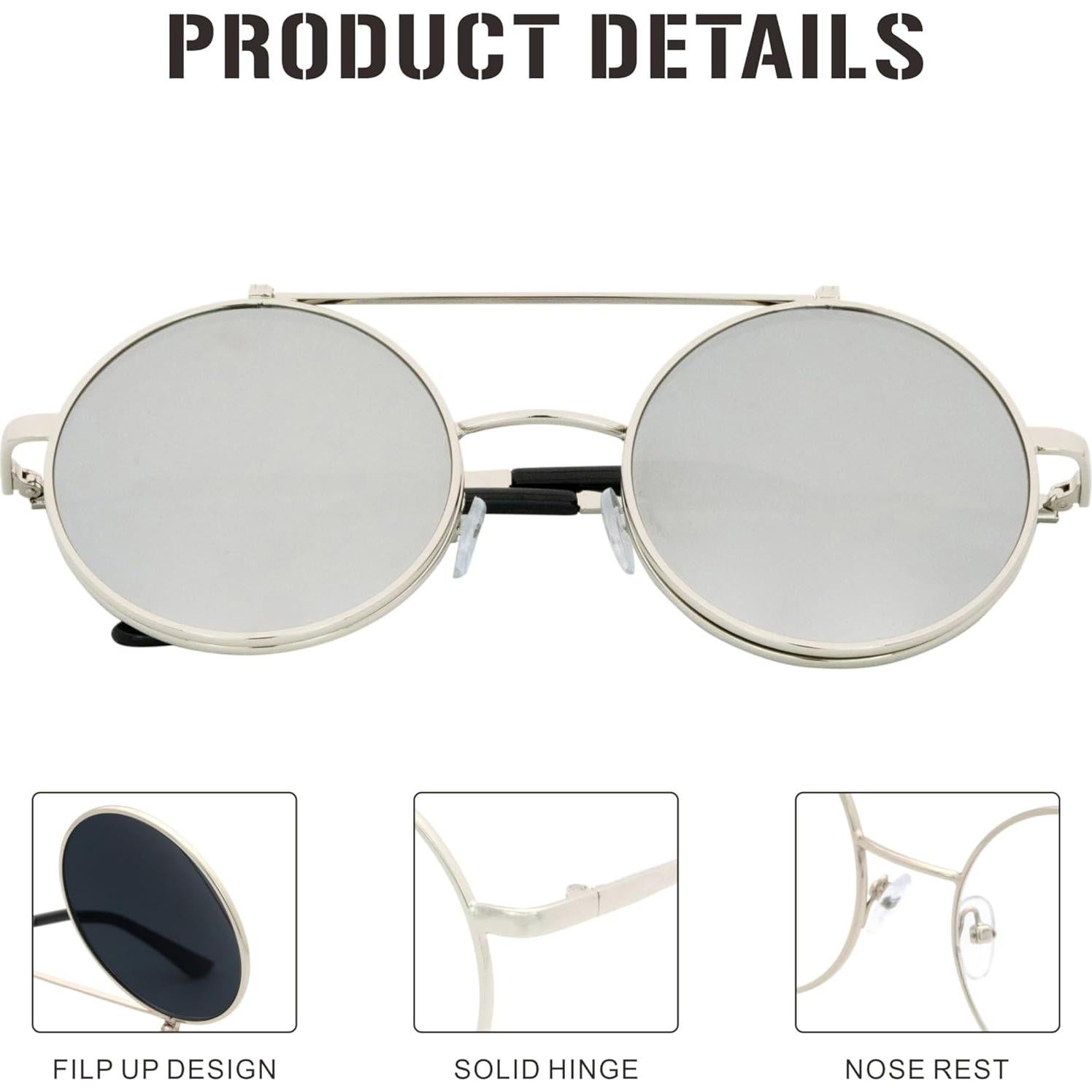 Gafas de Sol Retro J&L Steampunk con Lentes Levantables