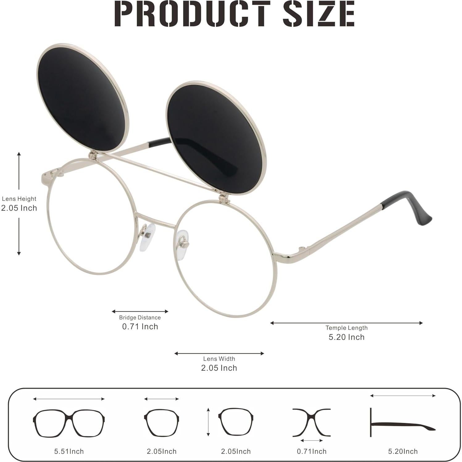 Gafas de Sol Retro J&L Steampunk con Lentes Levantables