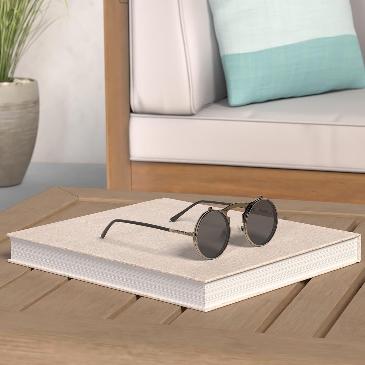 Gafas de Sol Retro J&L Steampunk con Flip-Up Plata/Negro