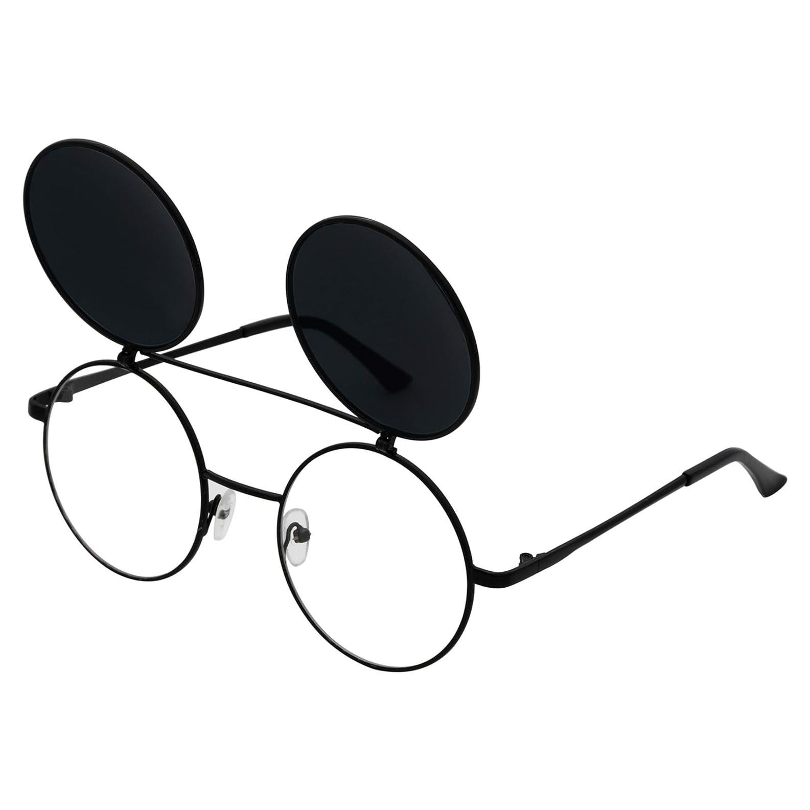 Gafas de Sol Retro J&L Steampunk con Flip-Up Redondas