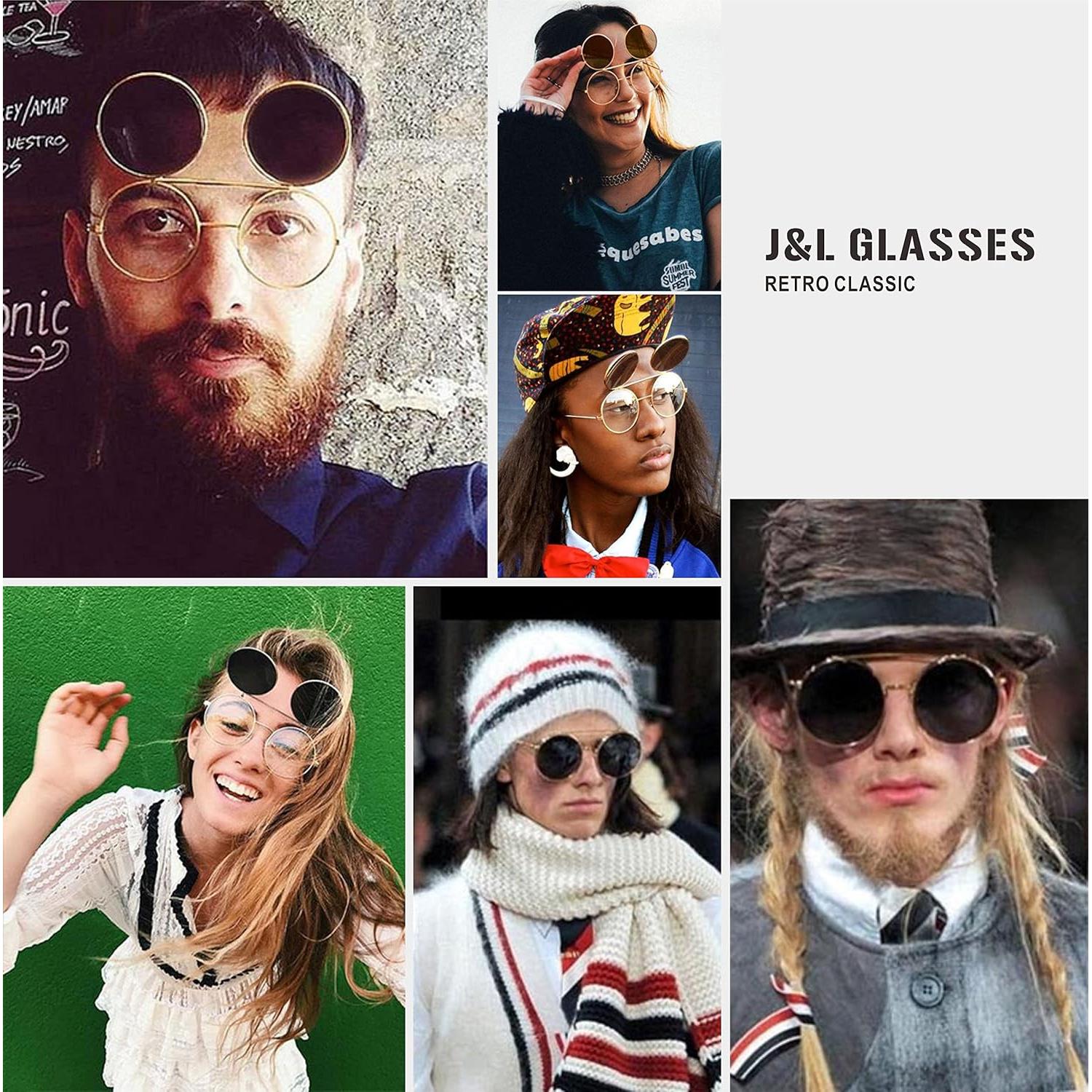 Gafas de Sol Retro J&L Steampunk con Flip-Up Redondas