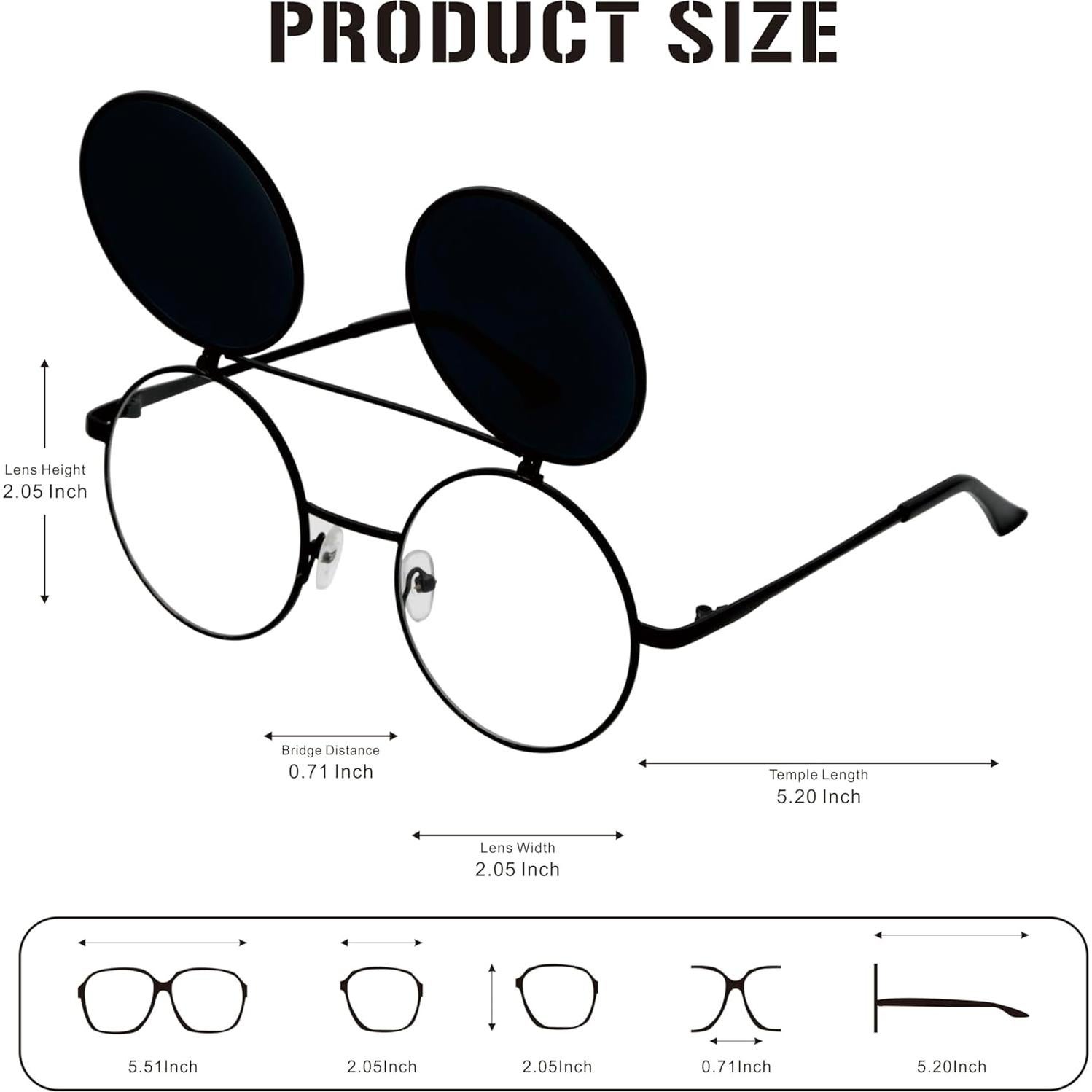 Gafas de Sol Retro J&L Steampunk con Flip-Up Redondas