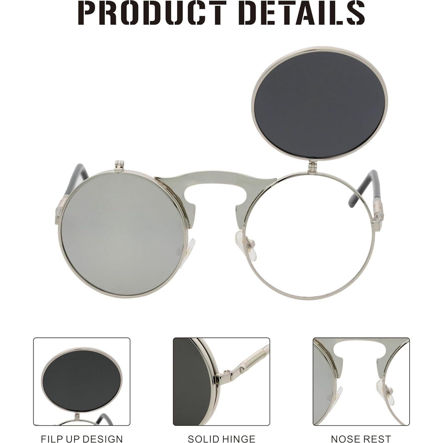 Gafas de Sol Retro J&L Steampunk con Lentes Flip-Up