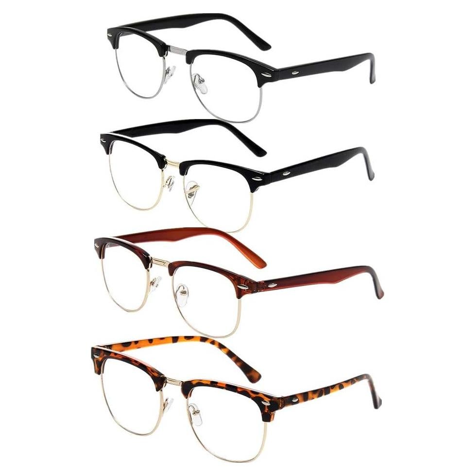 Gafas de media montura Shiratori vintage 47mm transparentes