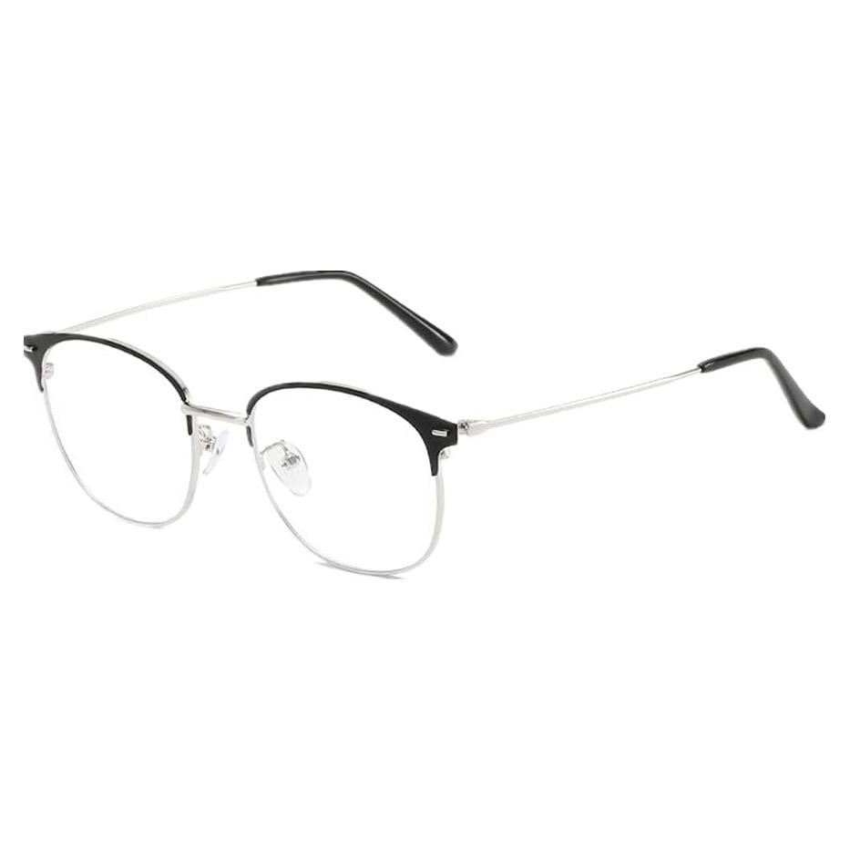 Gafas de media montura Shiratori Vintage TR90 Negro Plateado
