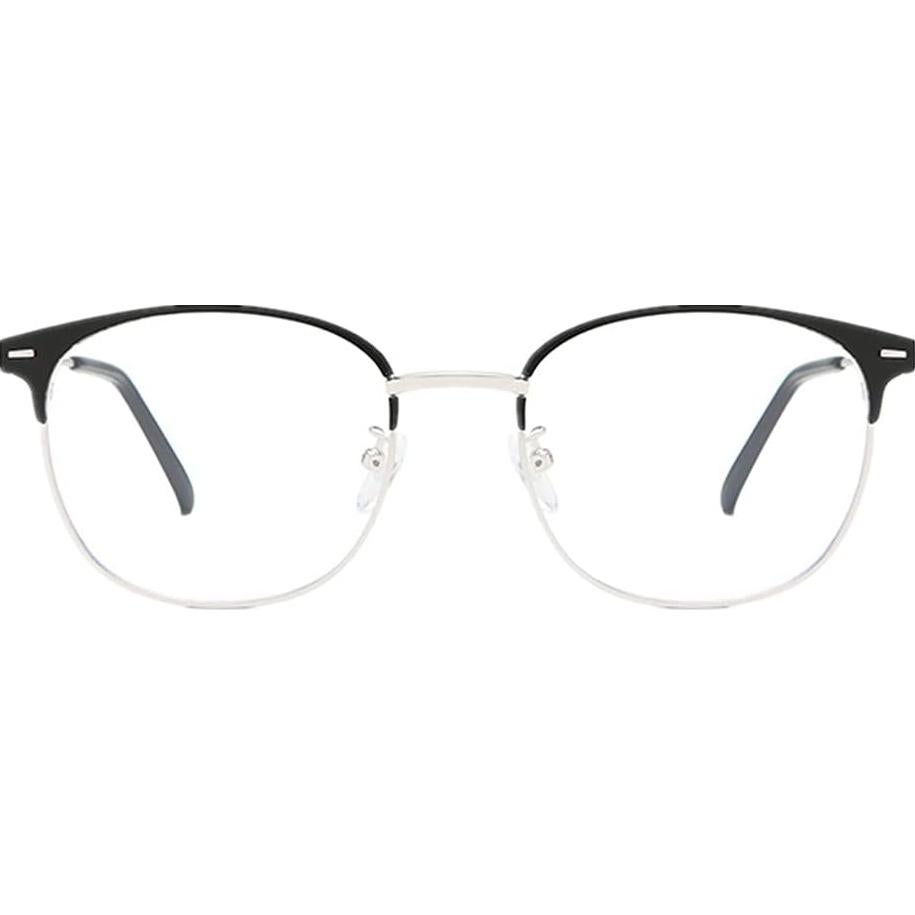 Gafas de media montura Shiratori Vintage TR90 Negro Plateado