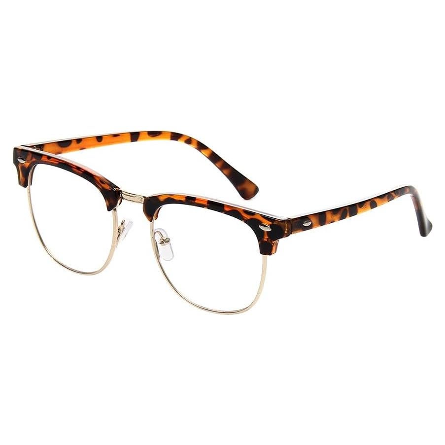 Gafas de media montura Shiratori vintage Leopardo 50mm