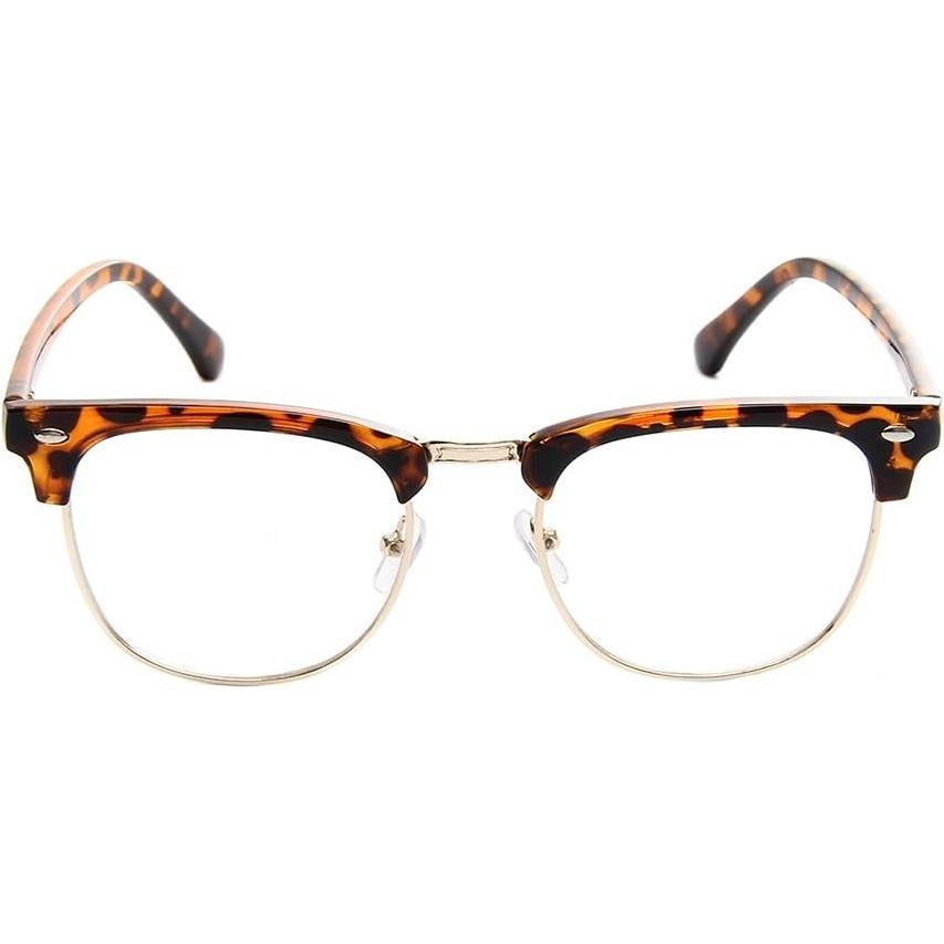 Gafas de media montura Shiratori vintage Leopardo 50mm