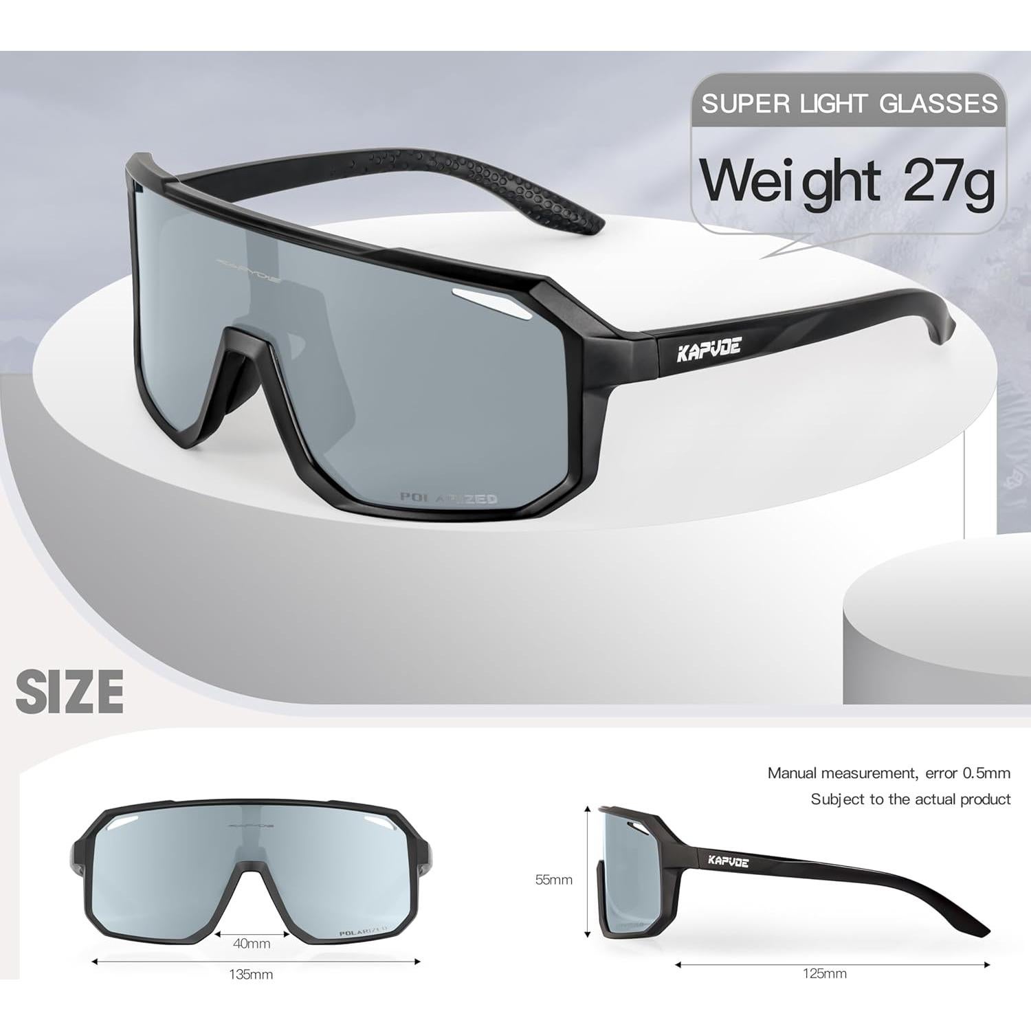 Gafas de Ciclismo KAPVOE Polarizadas UV400 para Adultos