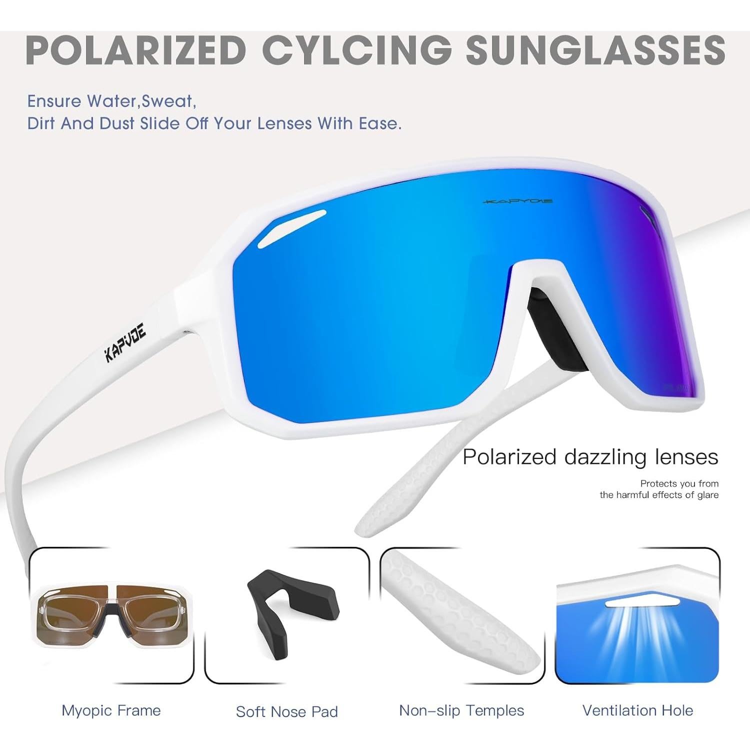 Gafas de Ciclismo KAPVOE K62 Polarizadas UV400 para Deportes