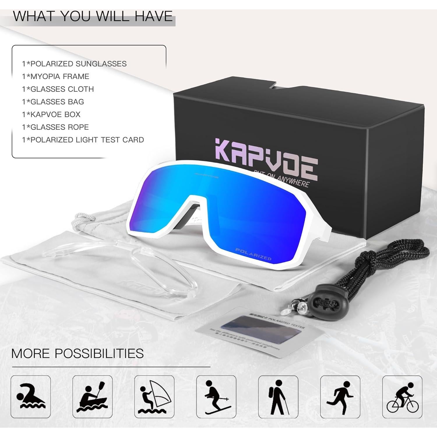 Gafas de Ciclismo KAPVOE K62 Polarizadas UV400 para Deportes