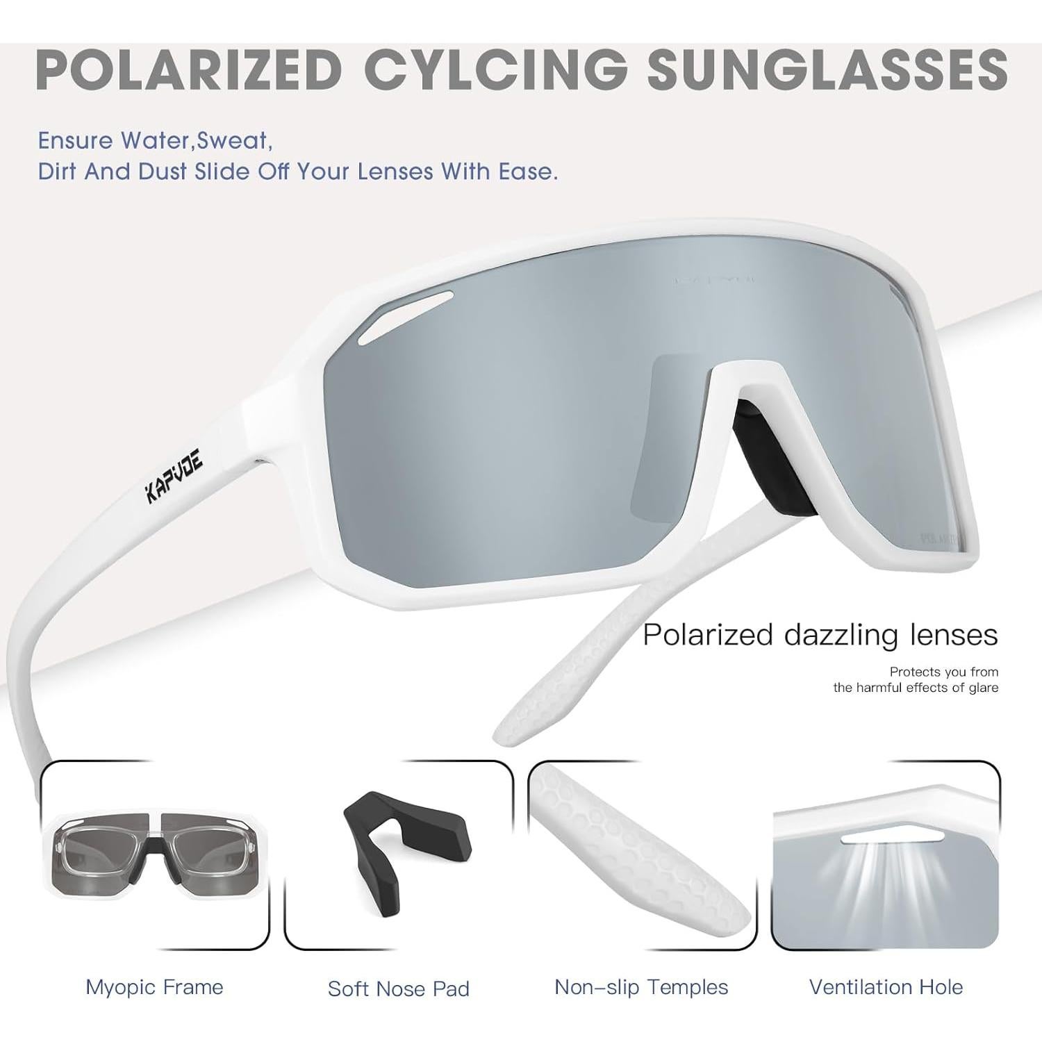 Gafas de Ciclismo KAPVOE K62 Polarizadas UV400 para Deportes