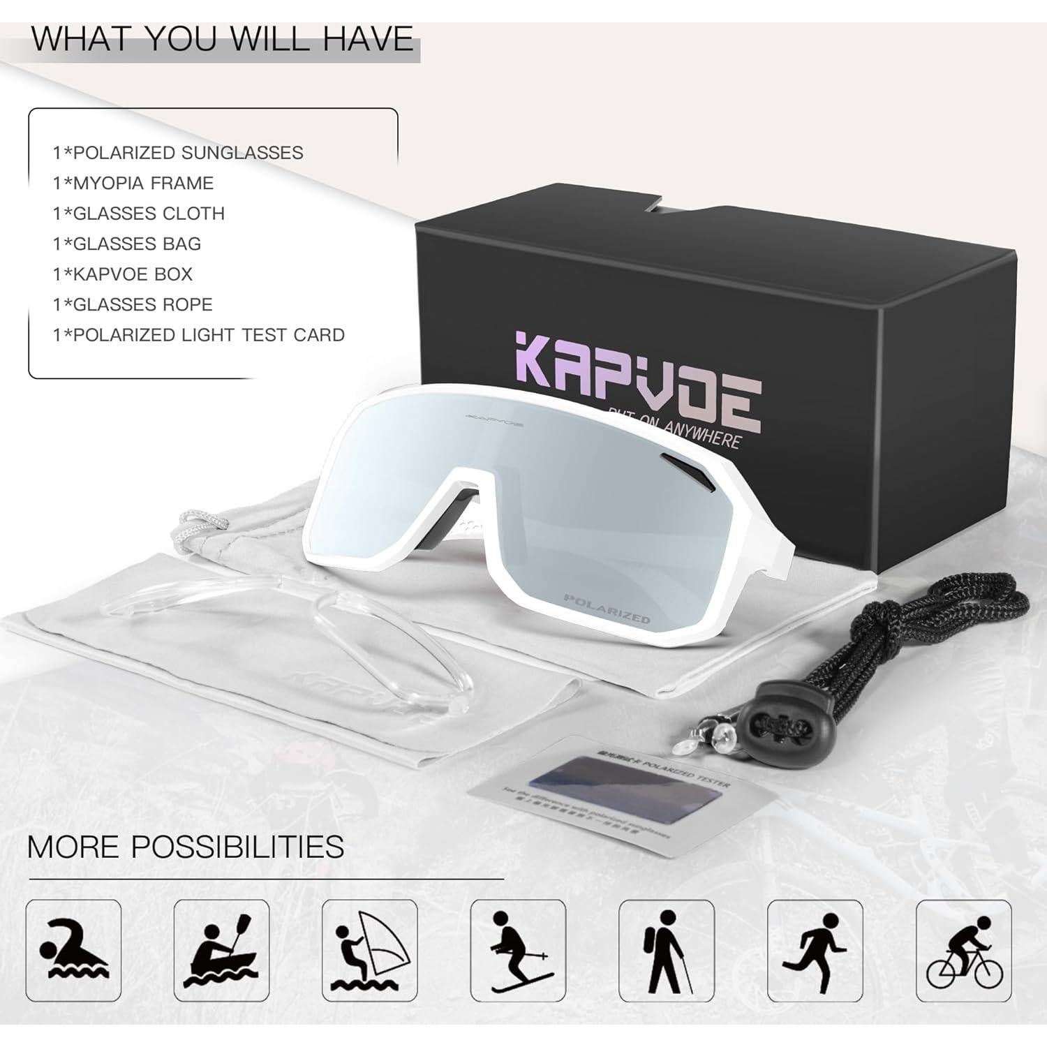 Gafas de Ciclismo KAPVOE K62 Polarizadas UV400 para Deportes
