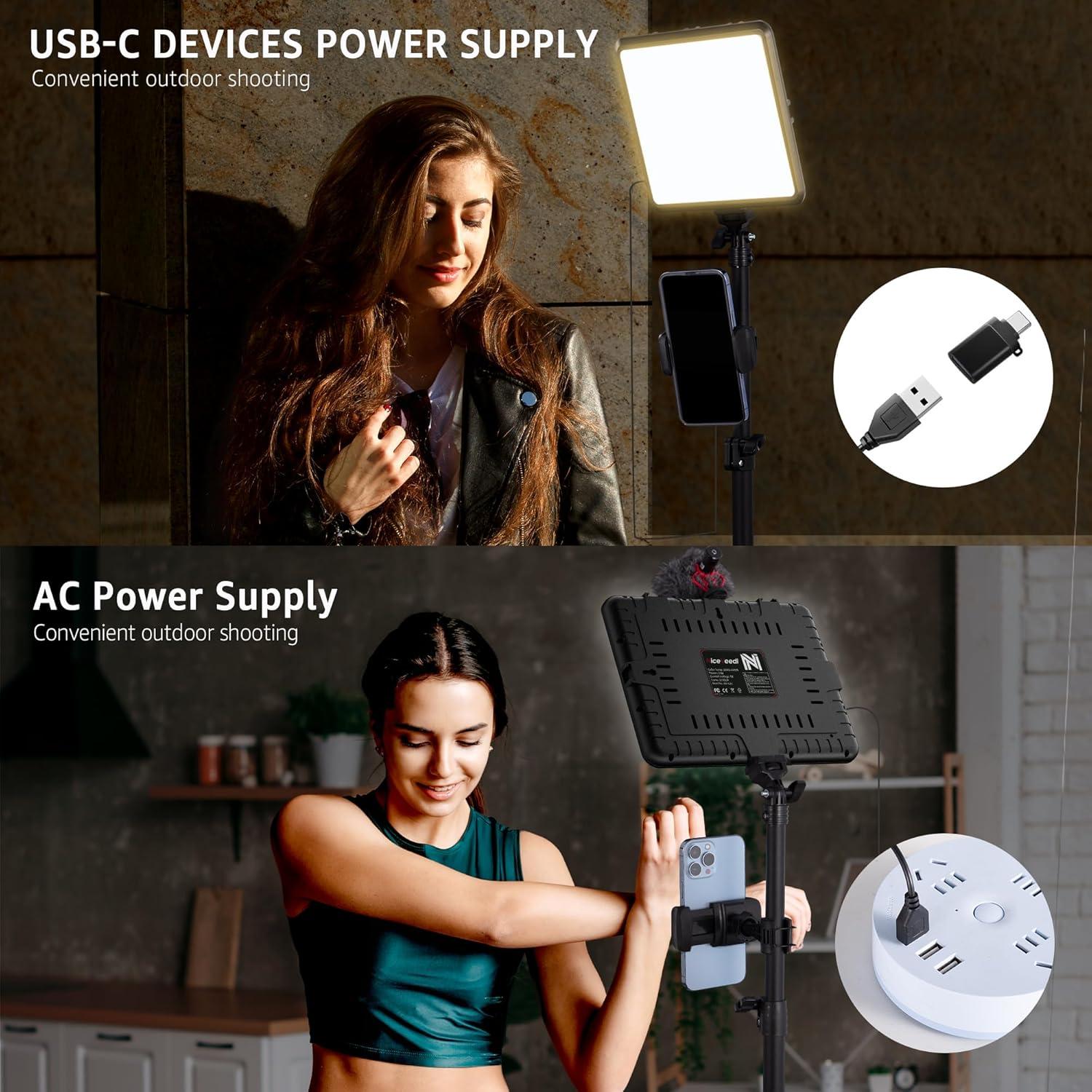 Kit de Iluminación LED NiceVeedi 2800-6500K con Trípode