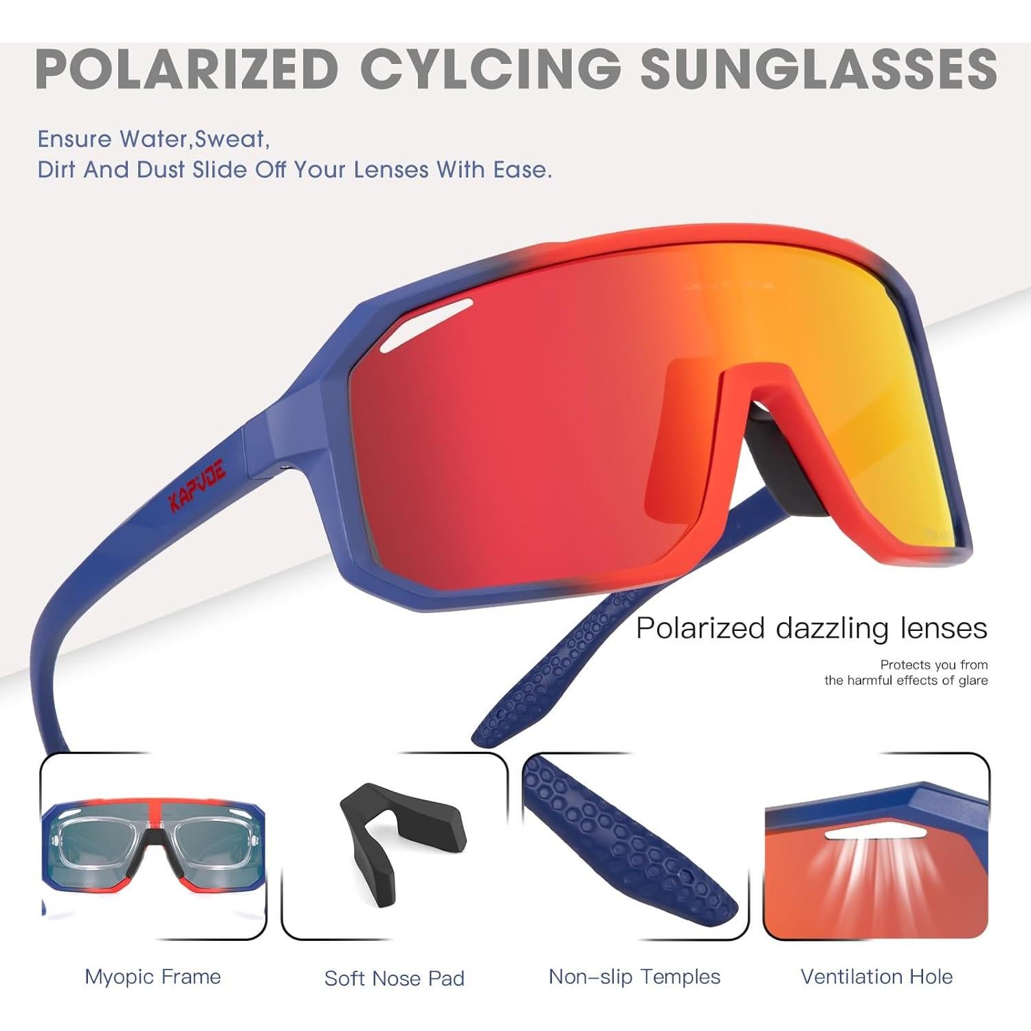 Gafas de Ciclismo KAPVOE K62 Polarizadas UV400 Unisex