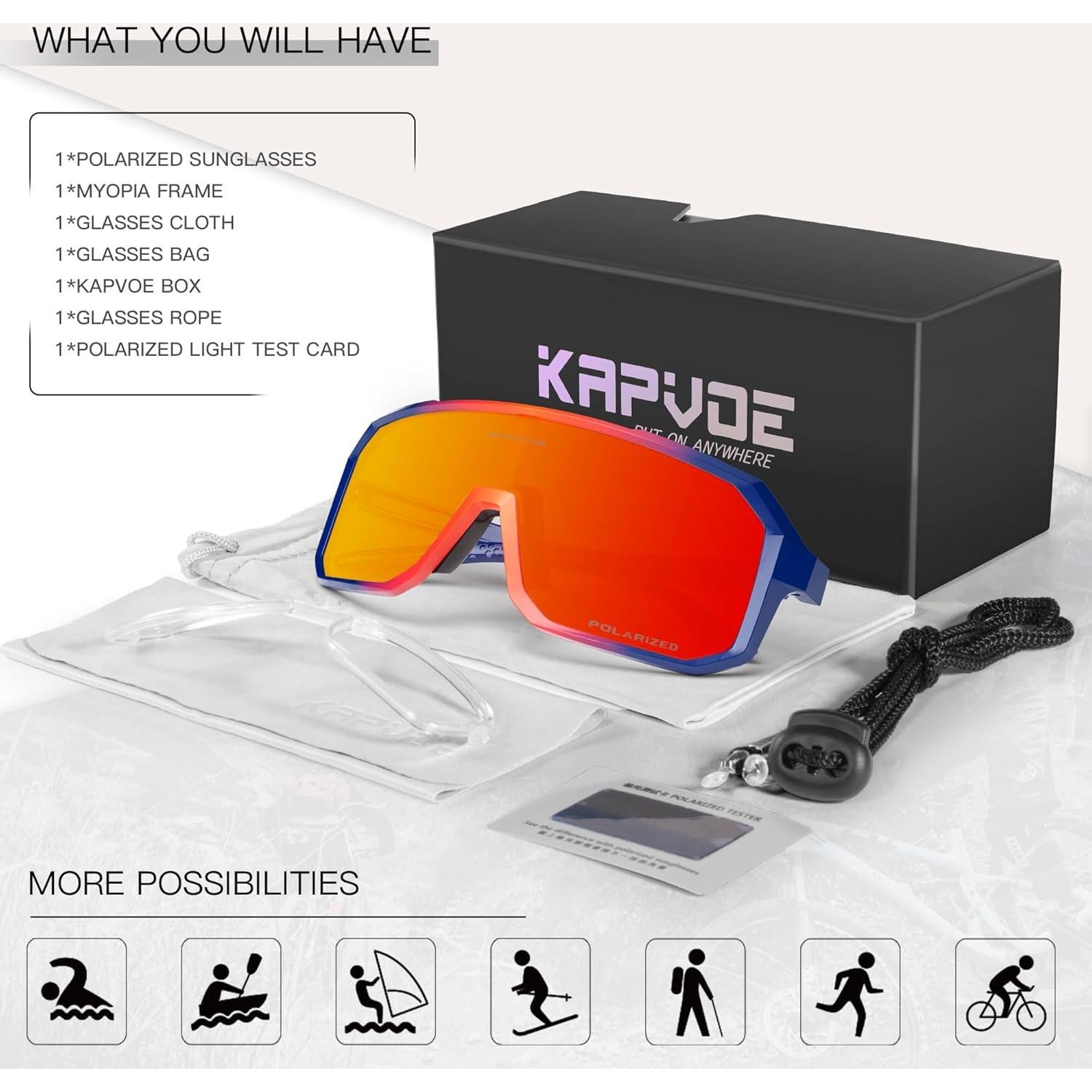 Gafas de Ciclismo KAPVOE K62 Polarizadas UV400 Unisex