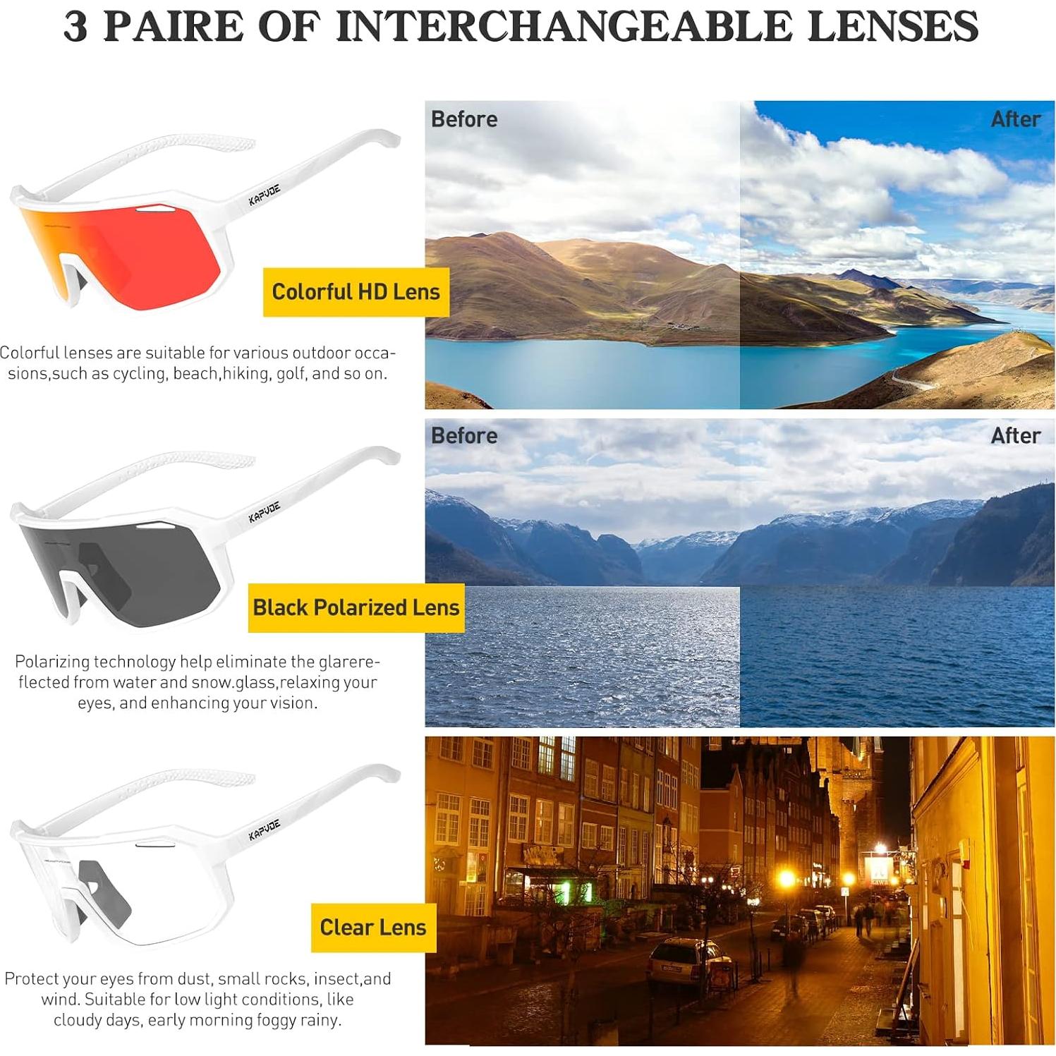 Gafas de Ciclismo KAPVOE K62 Polarizadas UV400 para Deportes