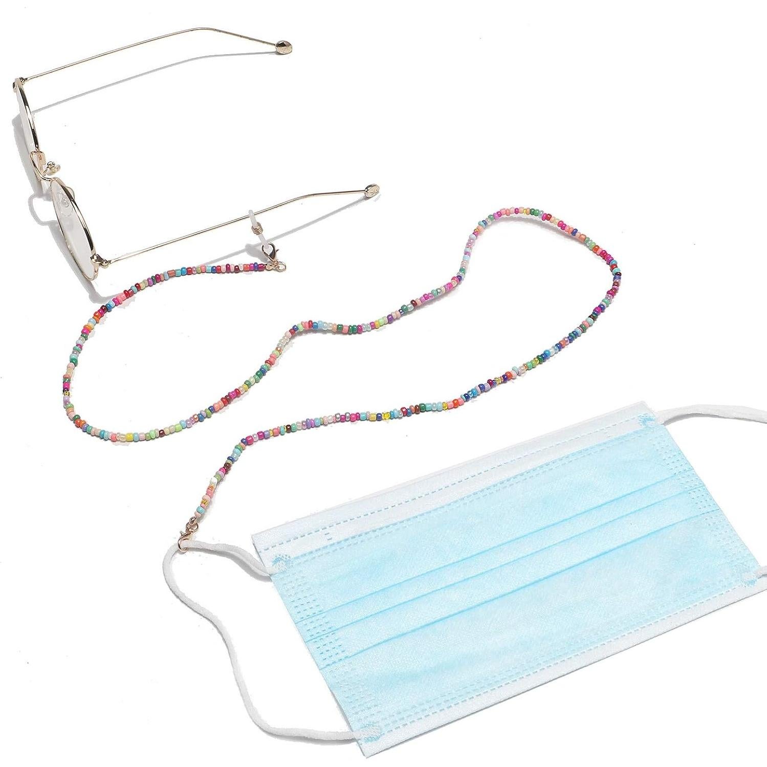 Cordón de Máscara Colorido Bling con Perlas 70 cm