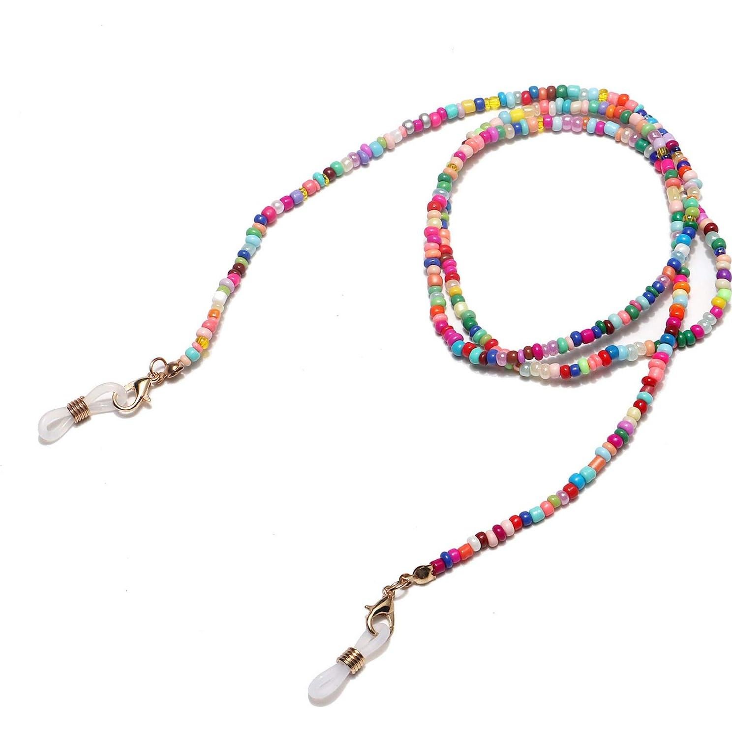 Cordón de Máscara Colorido Bling con Perlas 70 cm