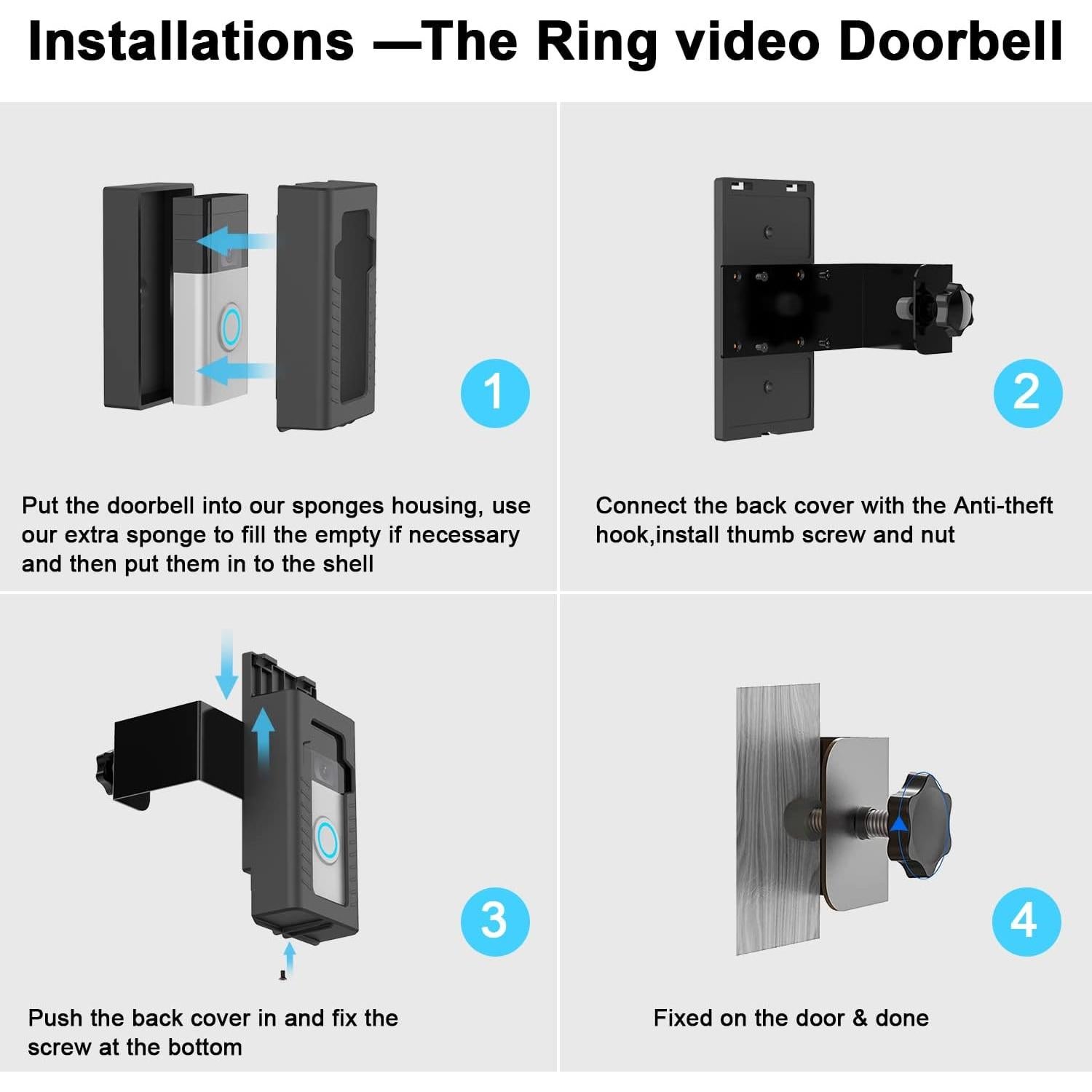 Soporte de Timbre Antirrobo AOZTSUN para Video 2/3/3 Plus/4