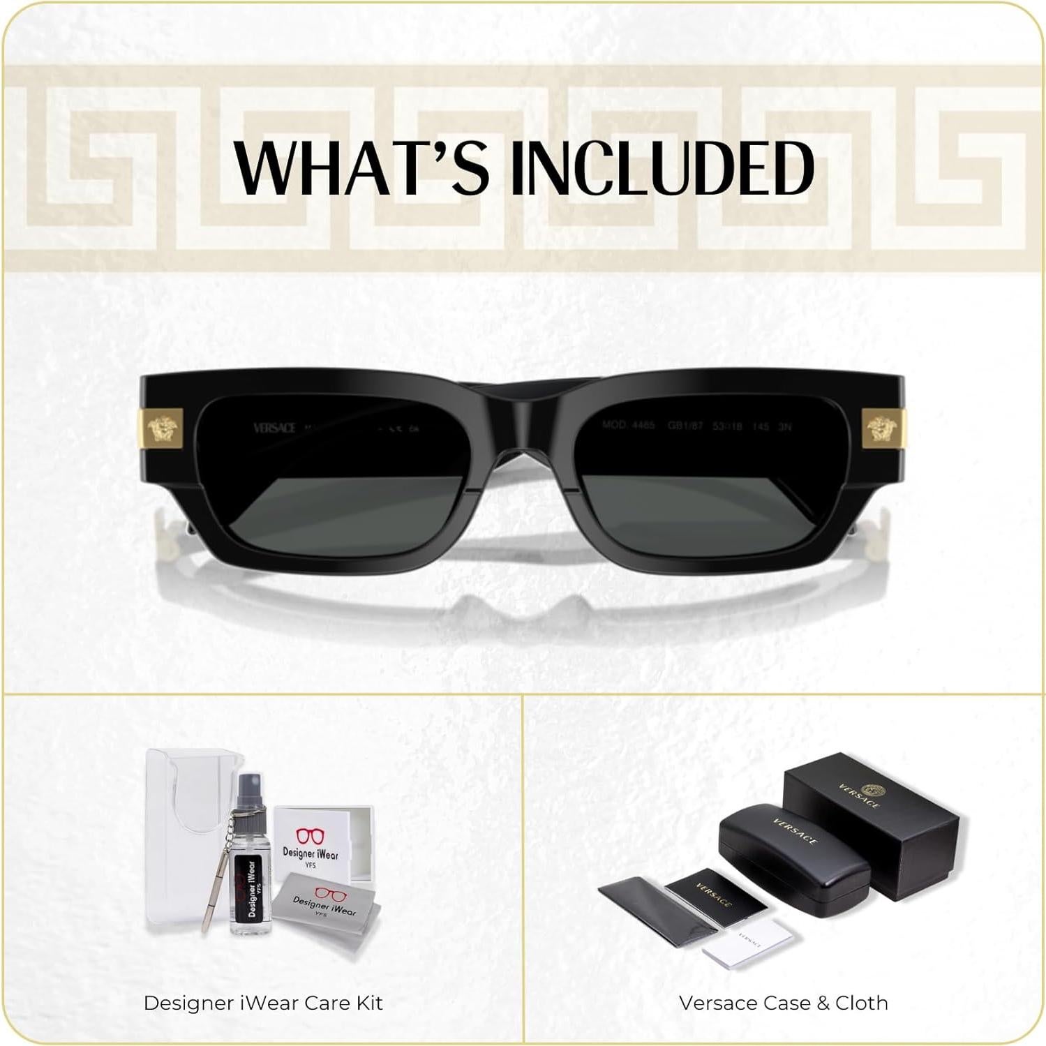 Gafas de sol rectangulares Versace VE4465 para hombres con kit