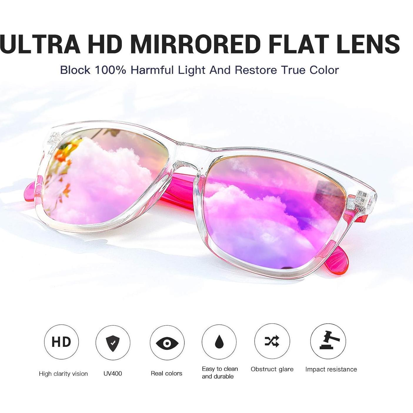 Gafas de sol Colossein UV400 para mujeres, marco cuadrado, lente espejada