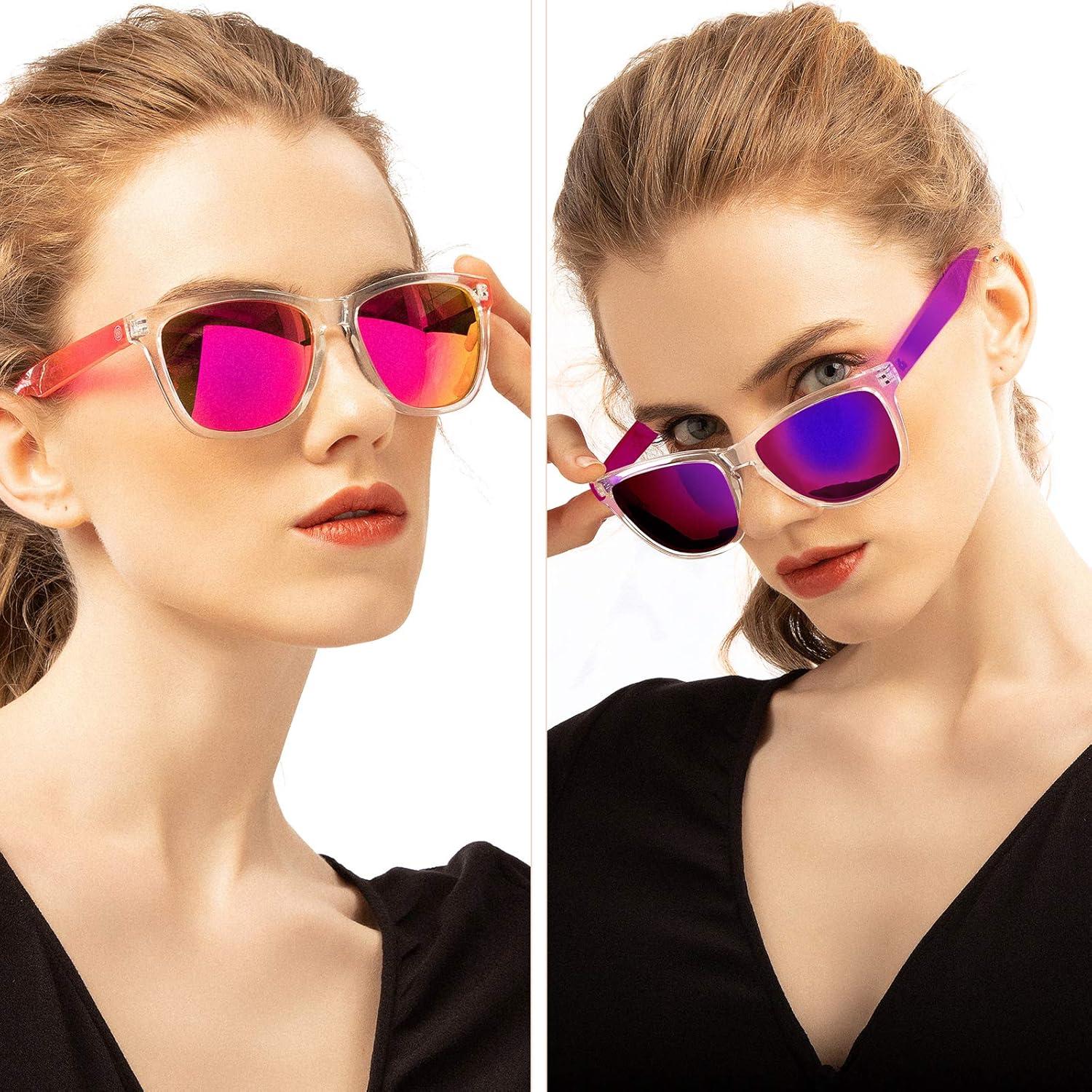 Gafas de sol Colossein UV400 para mujeres, marco cuadrado, lente espejada