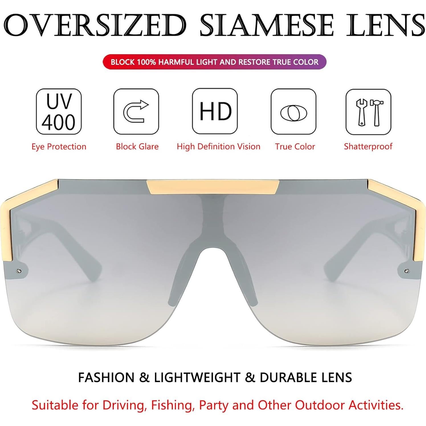 Gafas de Sol Cuadradas AIEYEZO Espejo Plateado 72mm