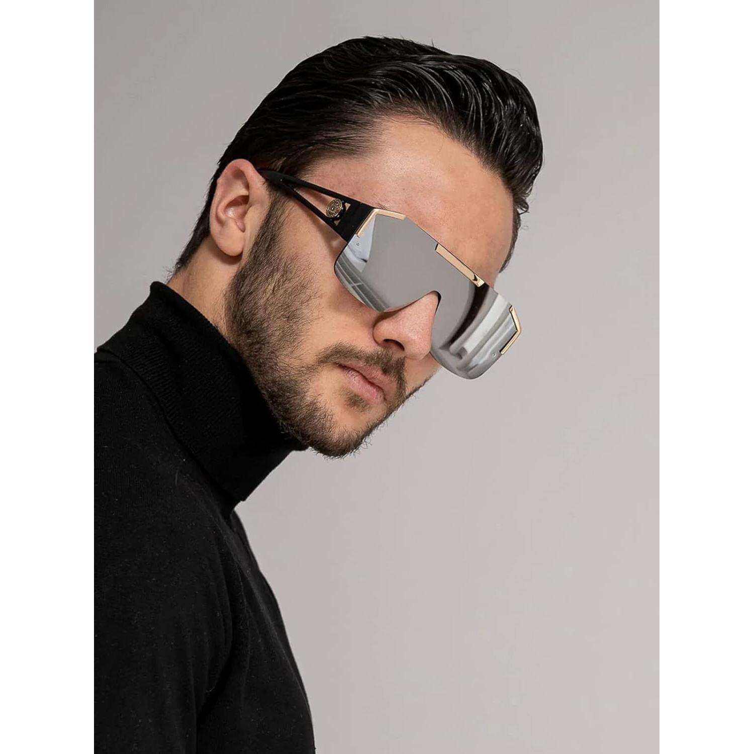 Gafas de Sol Cuadradas AIEYEZO Espejo Plateado 72mm