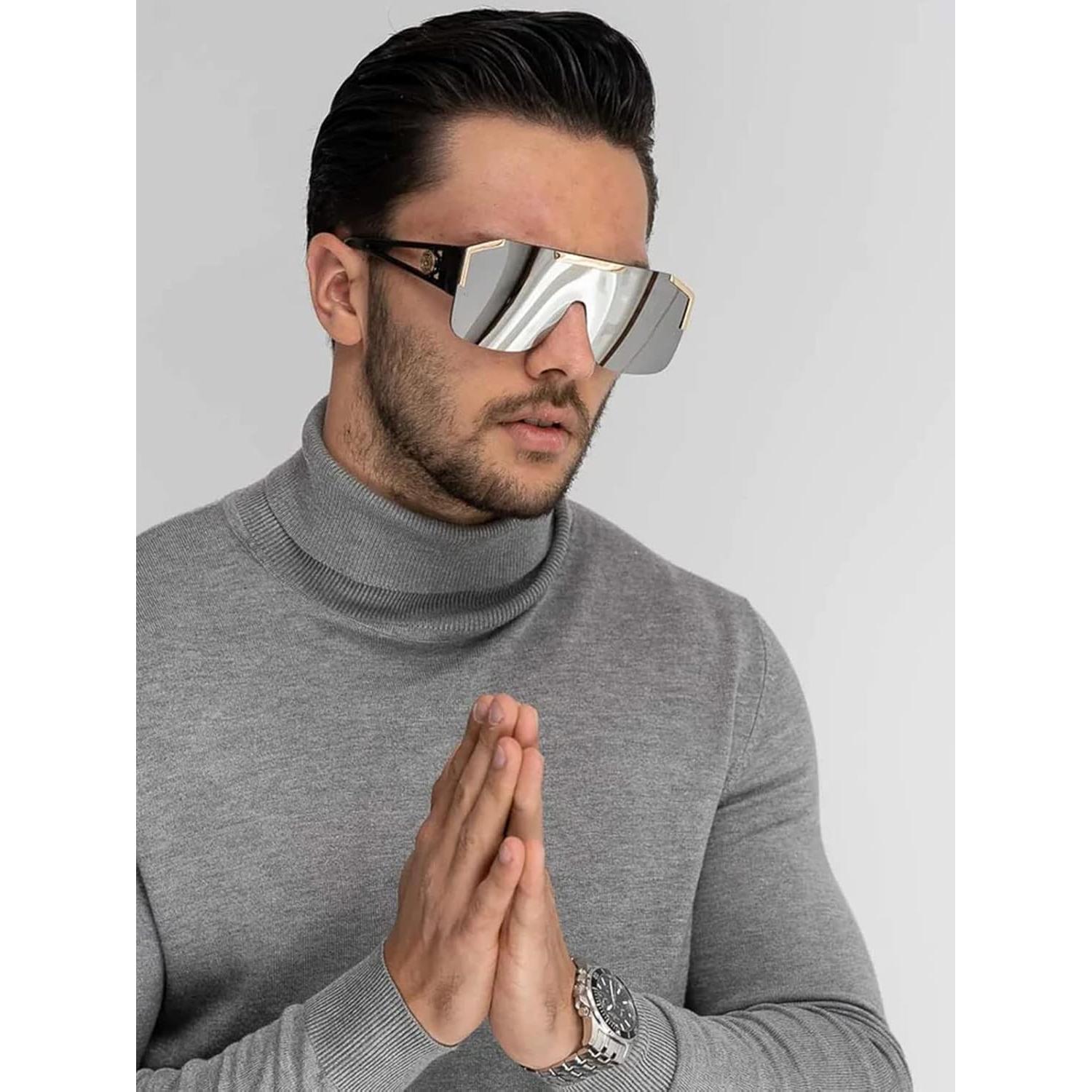 Gafas de Sol Cuadradas AIEYEZO Espejo Plateado 72mm