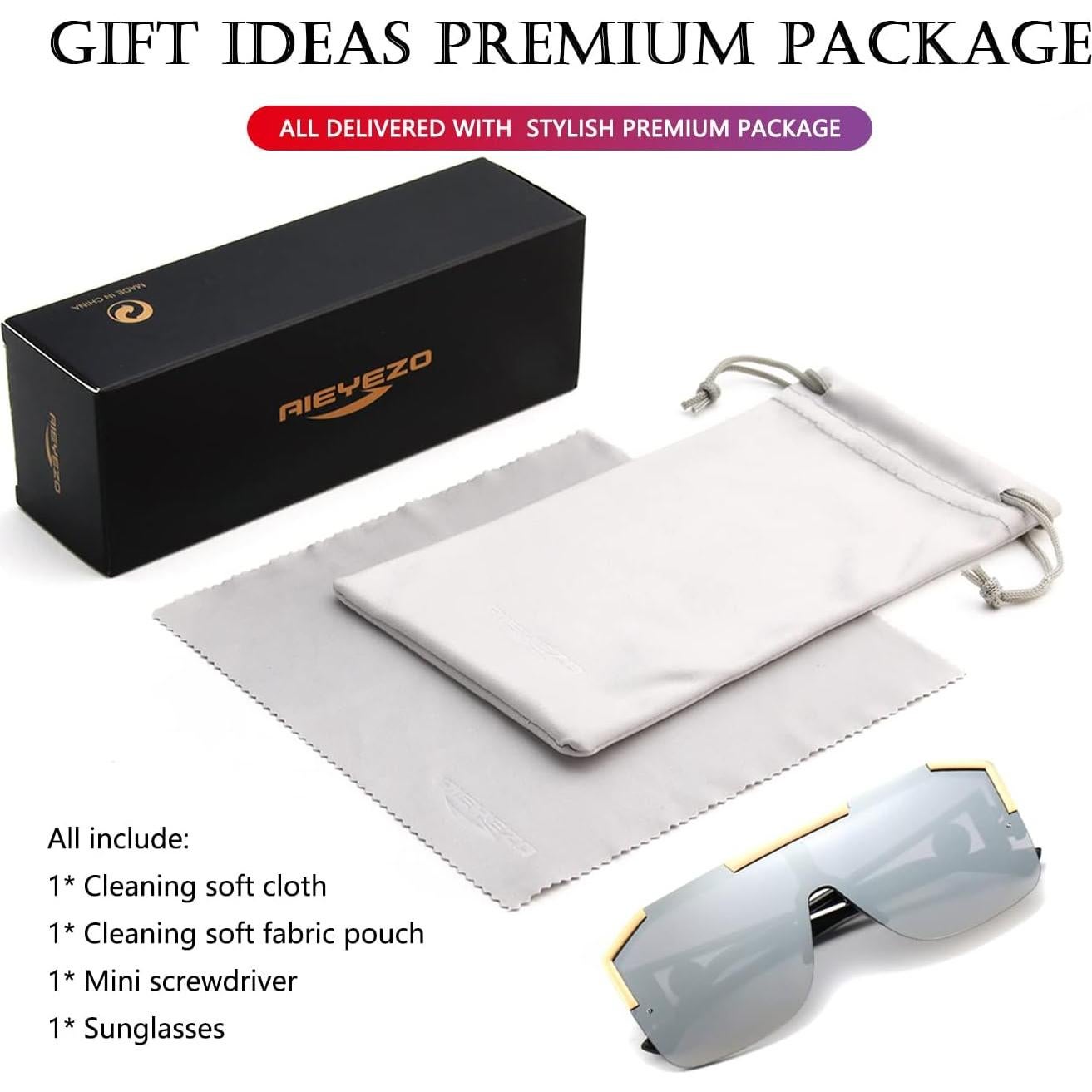 Gafas de Sol Cuadradas AIEYEZO Espejo Plateado 72mm