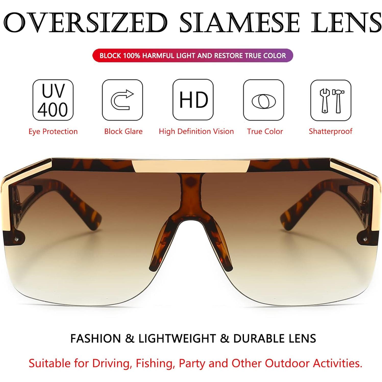 AIEYEZO Gafas de sol cuadradas grandes con lente plana