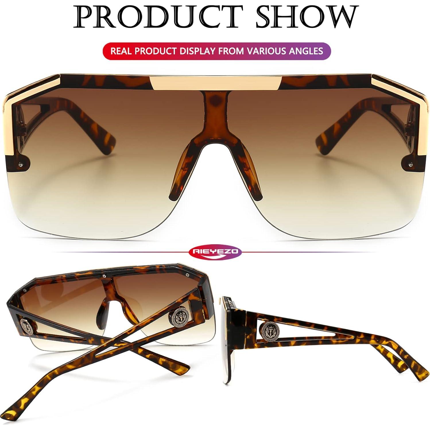 AIEYEZO Gafas de sol cuadradas grandes con lente plana