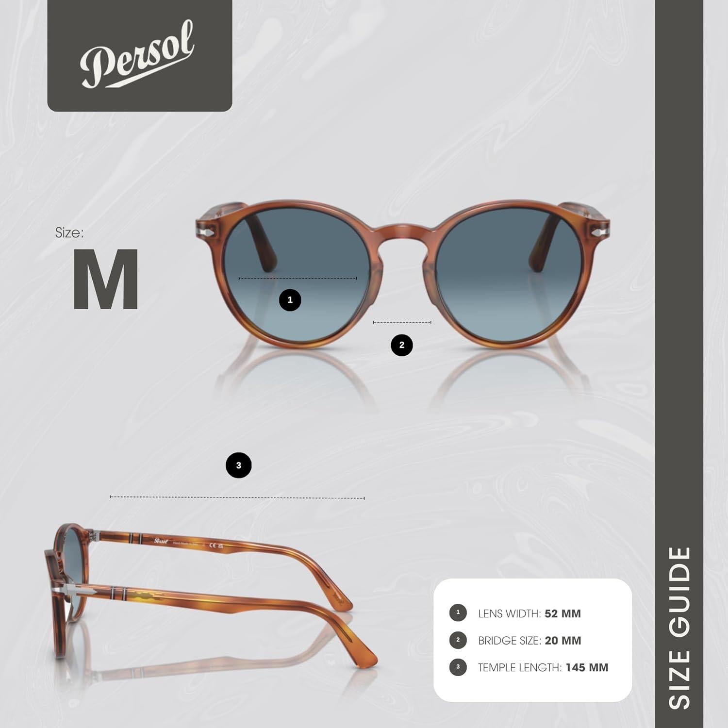 Gafas de Sol Persol PO3171S Hombres 52mm Terra Di Siena