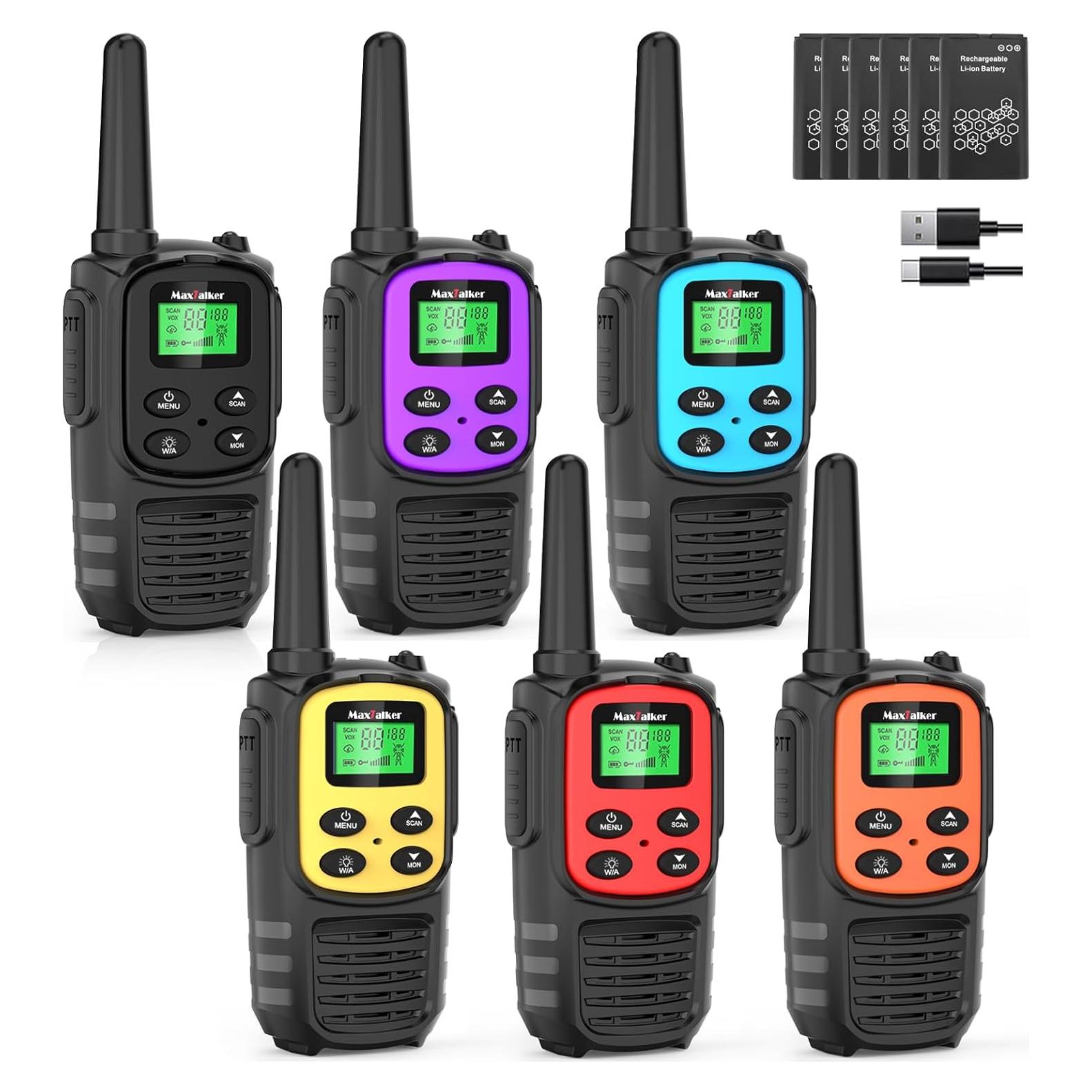 Walkie Talkies MaxTalker MT10 Recargables 6 Pzs 22 Canales